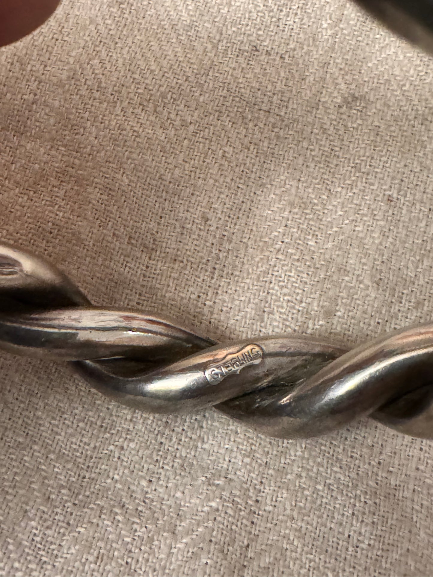 Beautiful and Rare Large Victorian Silver Rope Bangle