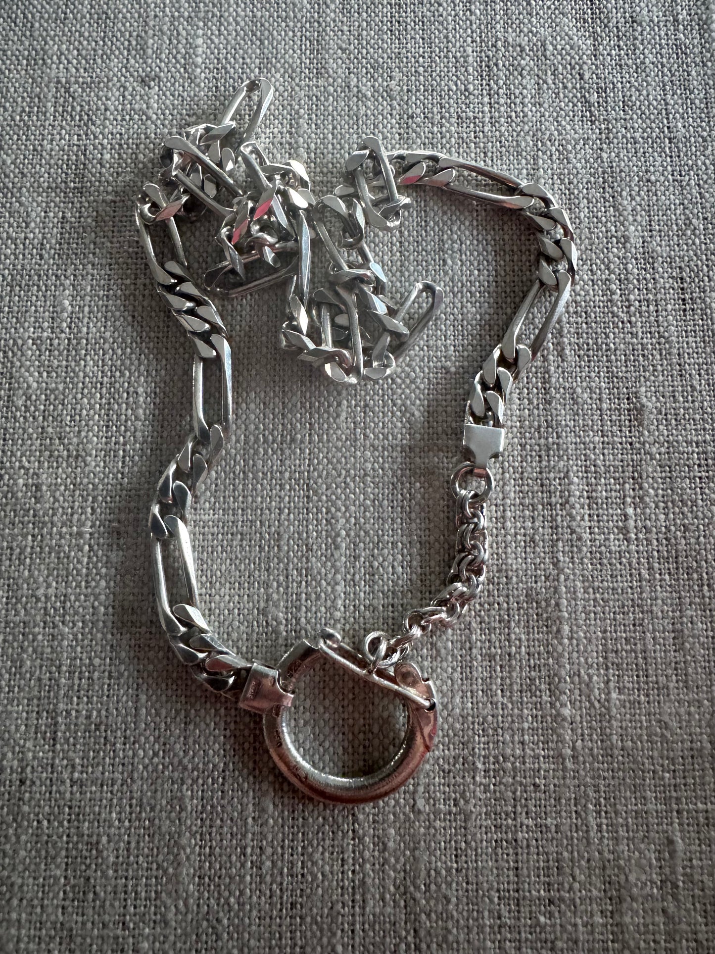 cool vintage Italian sterling Figaro chain with vintage connector #1