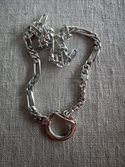 cool vintage Italian sterling Figaro chain with vintage connector #1