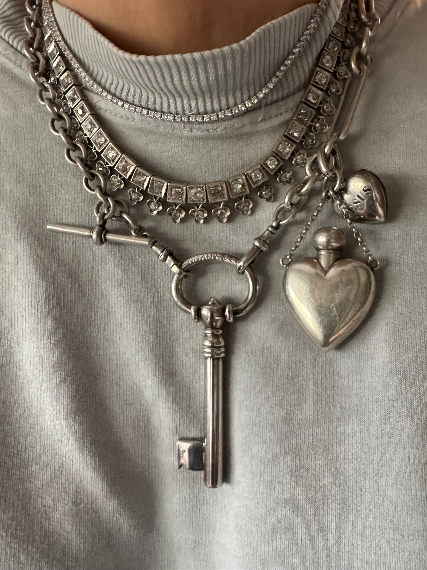 huge Tiffany sterling silver skeleton key connector