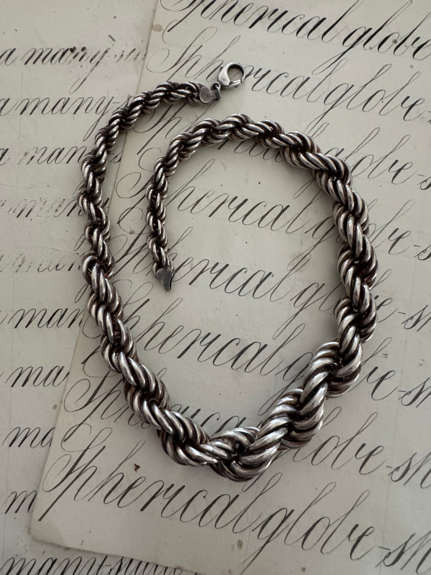 Enormous and Solid Italian Graduated Sterling Rope Chain