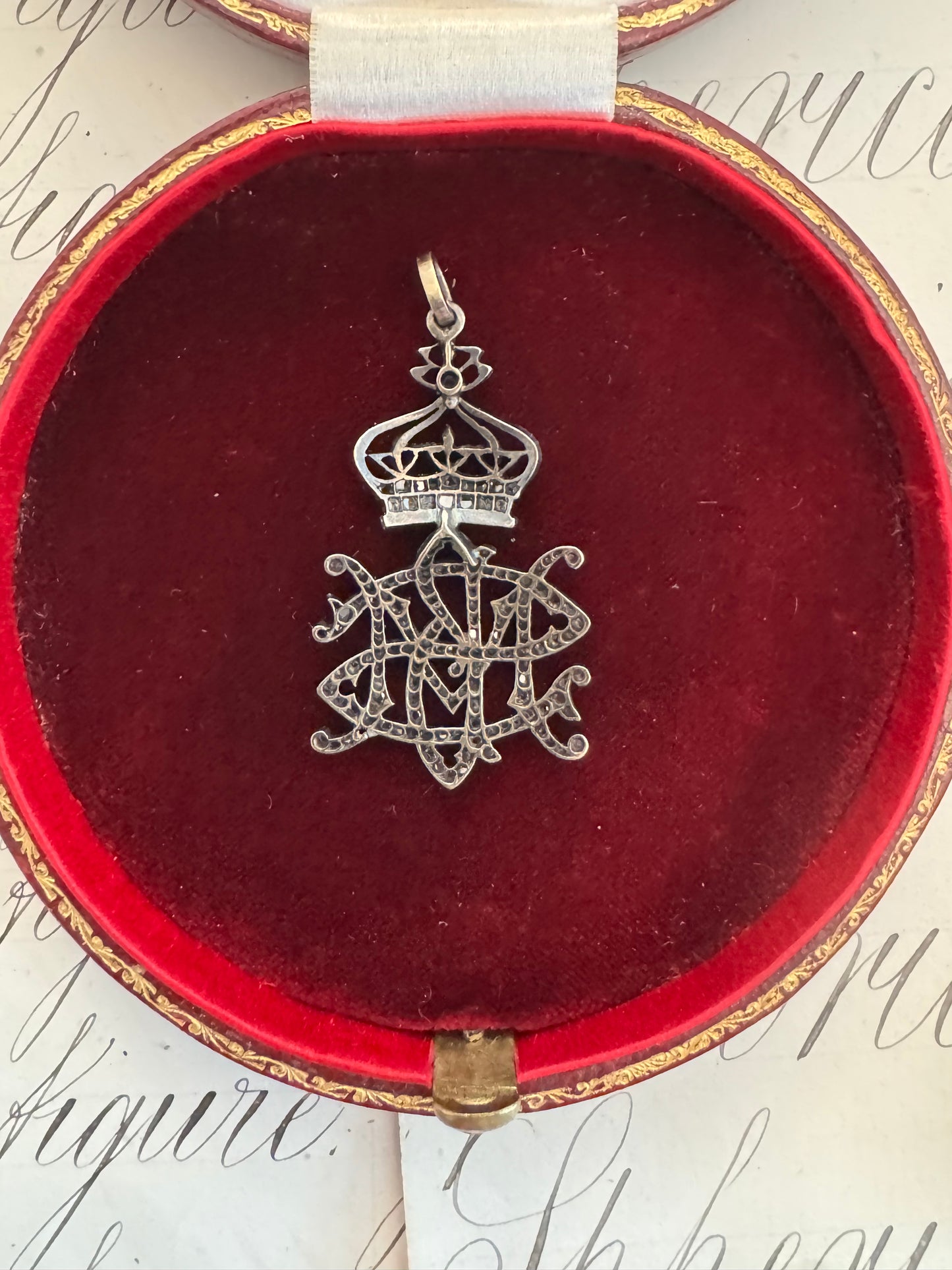 Exquisite Victorian English Diamond Monogram Pendant