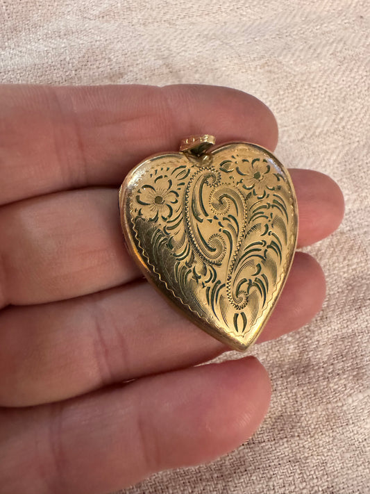 14k Gold Cased Engraved and Engine Turned Locket