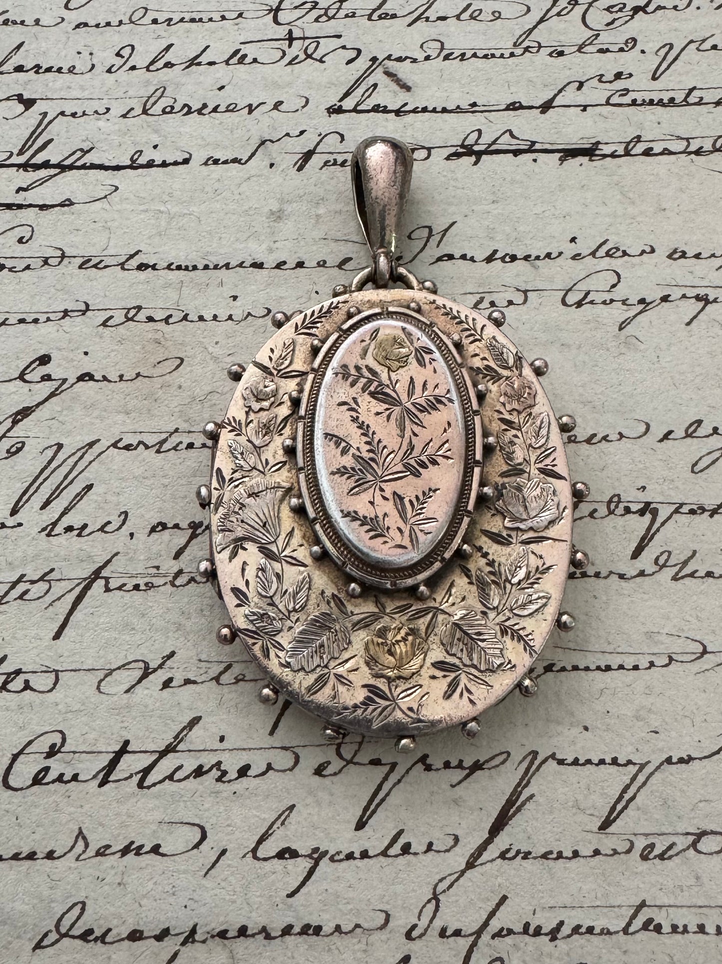 Victorian Gold Plated Silver Locket with Dots