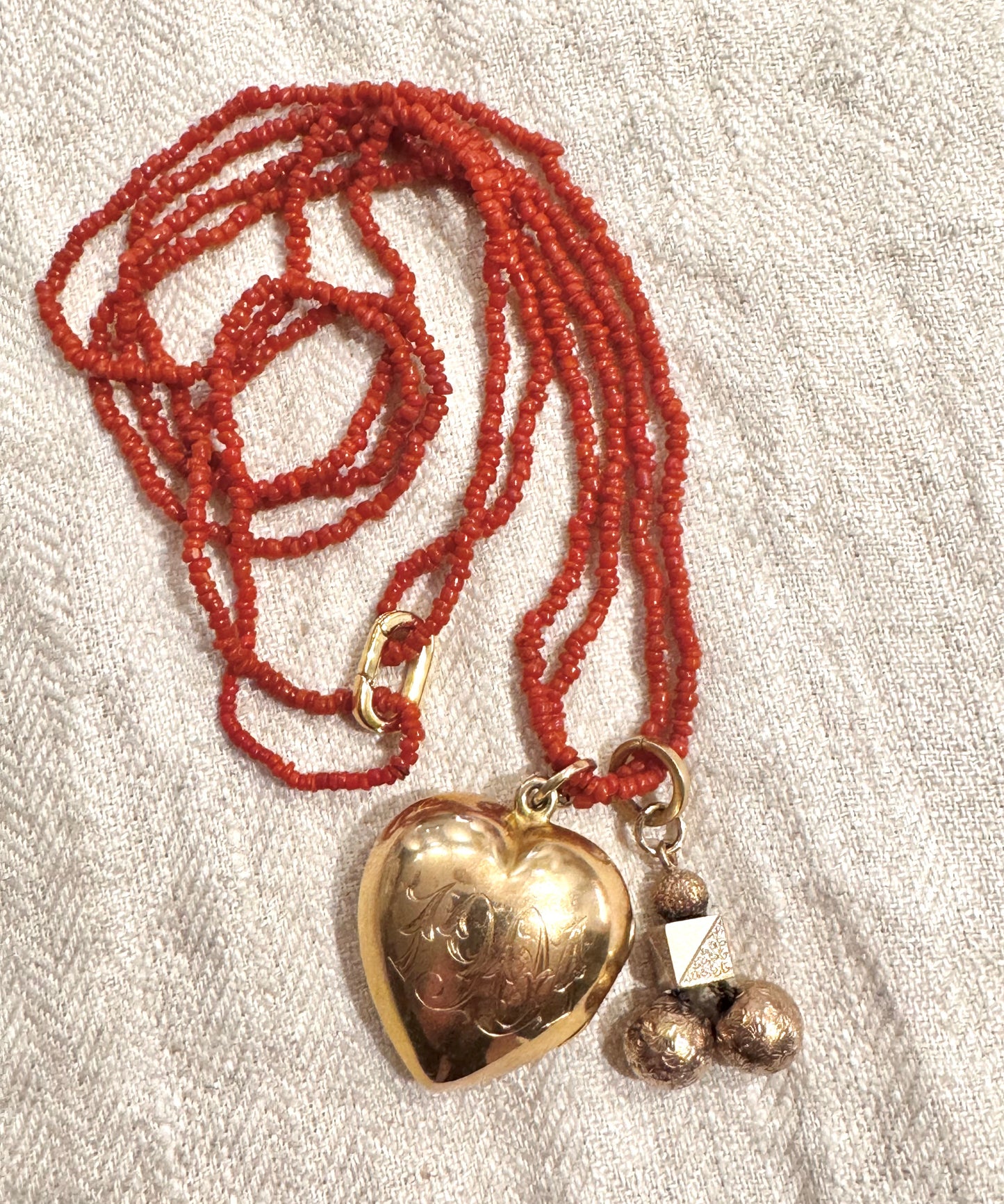 Extra Long Strand of Superior Quality Tiny Italian Coral Beads