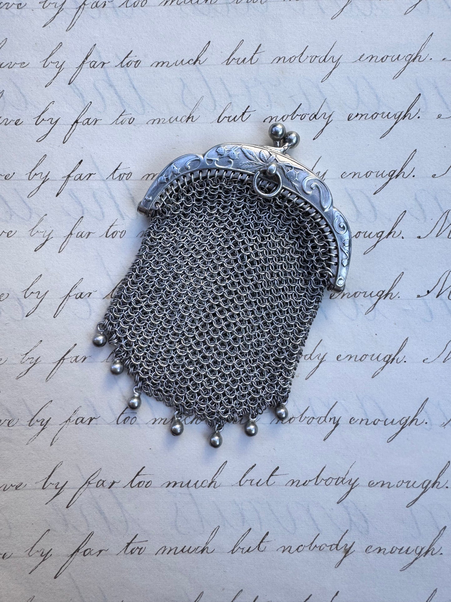 Antique French Silver Miniature Purse 1