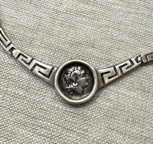 Elegant Vintage Sterling Silver Coin Necklace