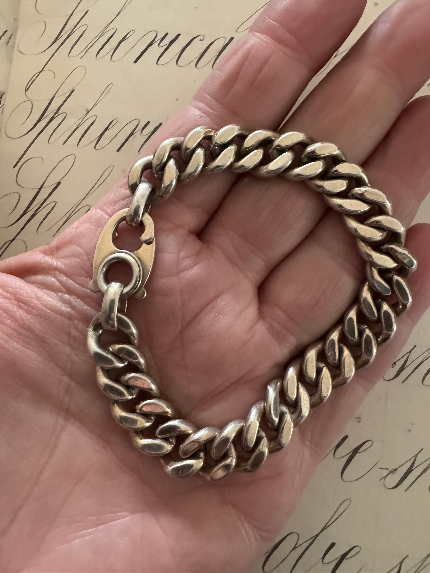 gorgeous, vintage signed Napier, solid silver curb chain bracelet