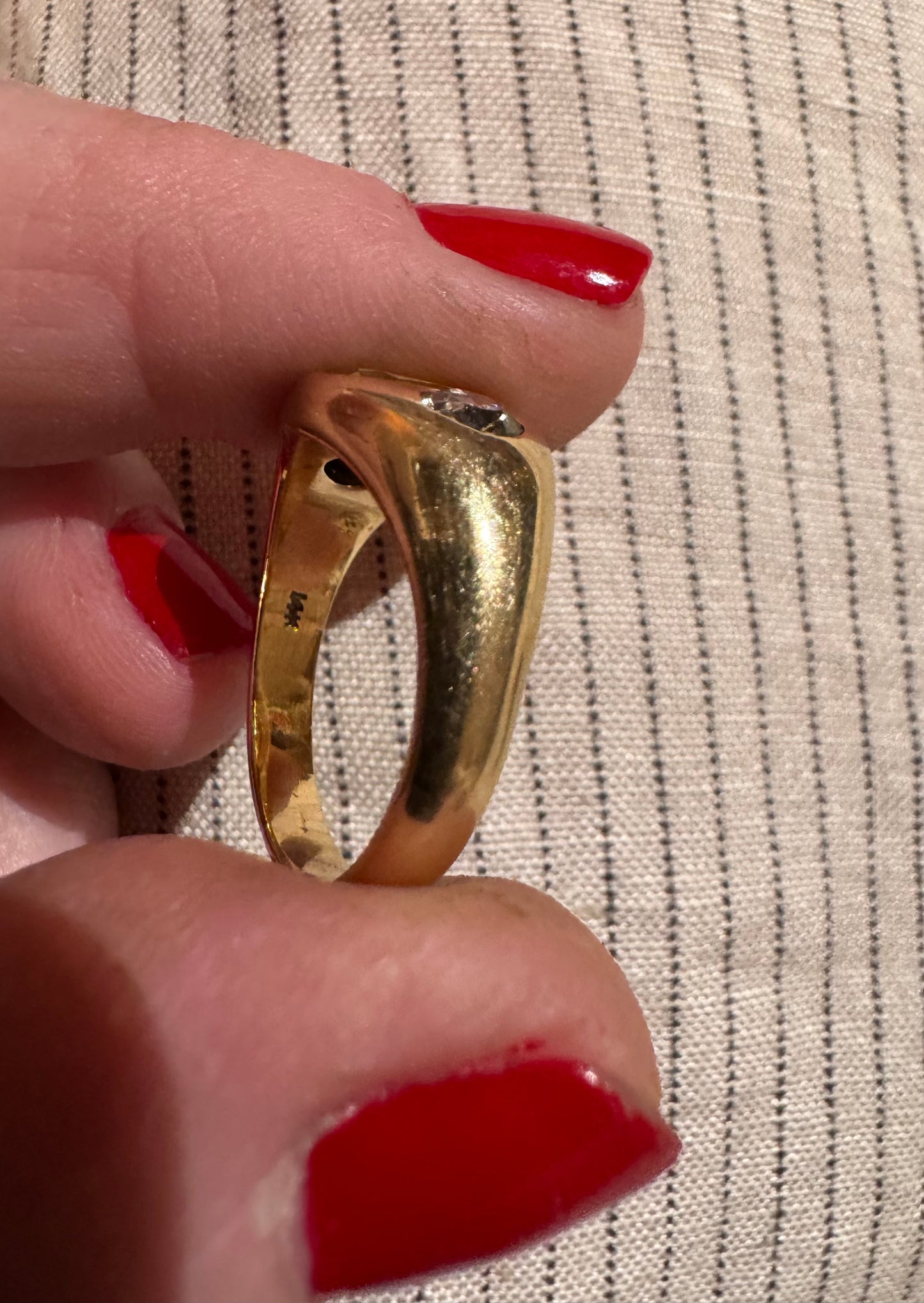 Incredible 14k Gypsy Ring with Natural Yellow Sapphire and Diamonds