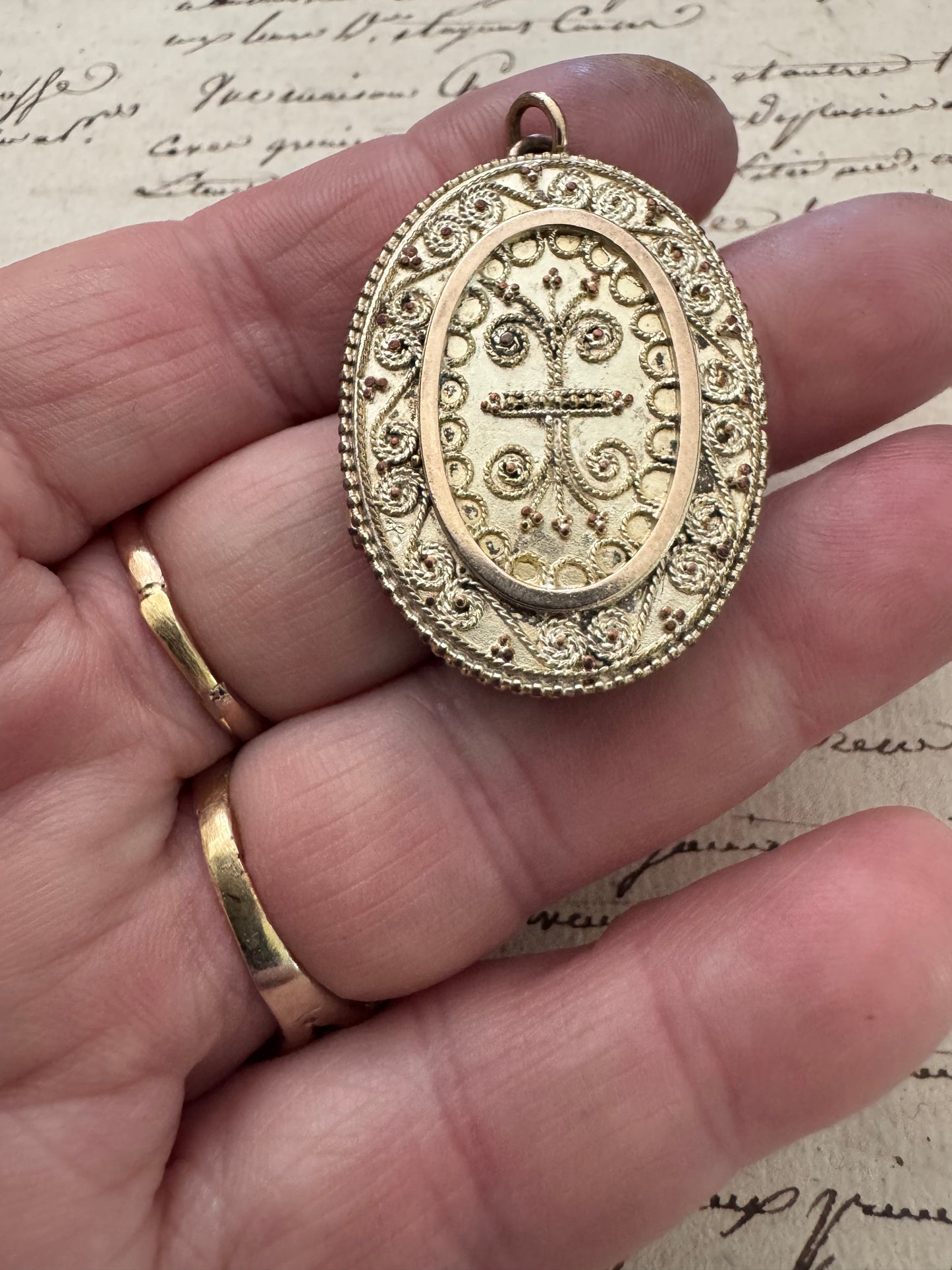 Victorian Gold Plated Silver Granulated Locket No. 2