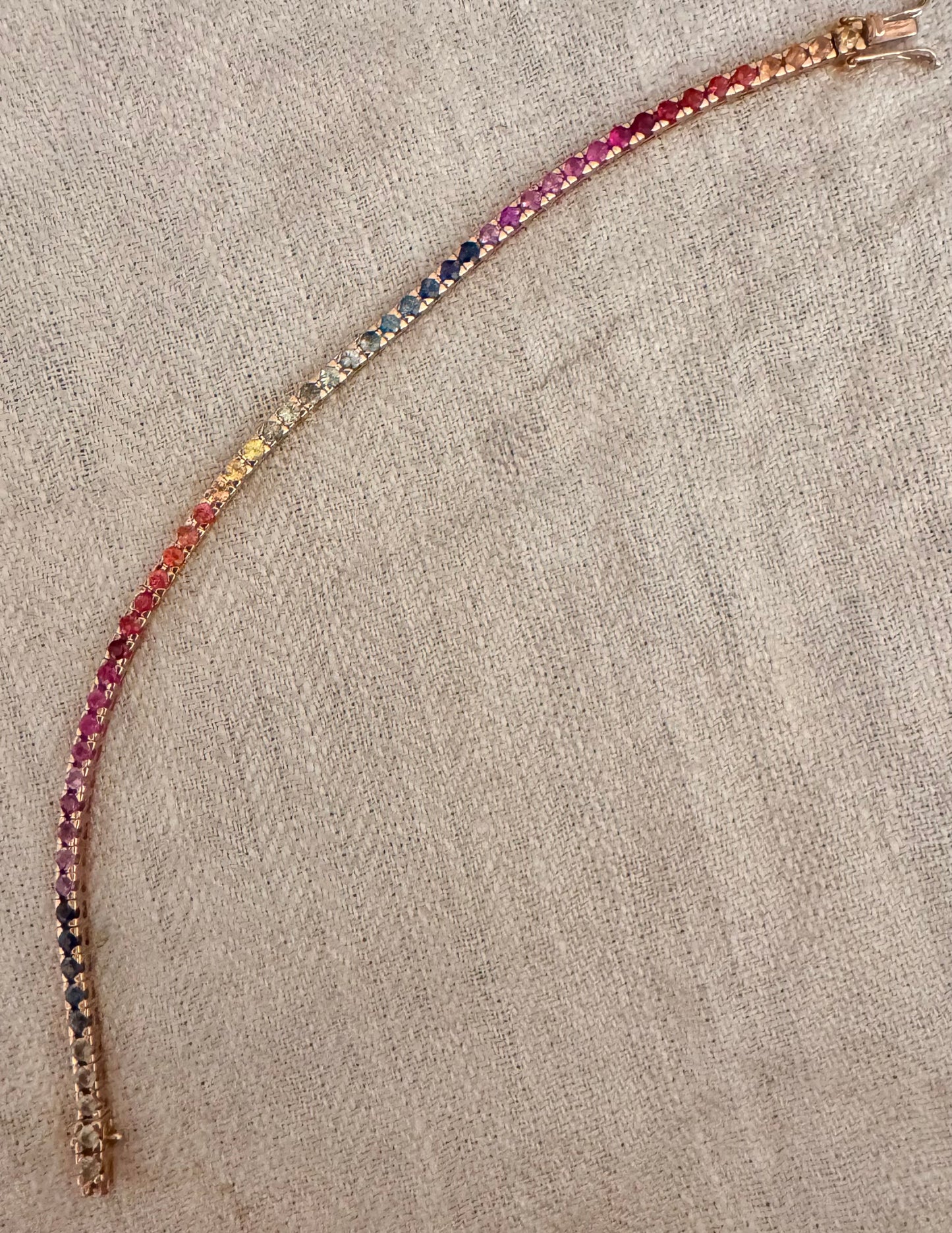18k Rose Gold Exquisite Sapphire Rainbow Bracelet