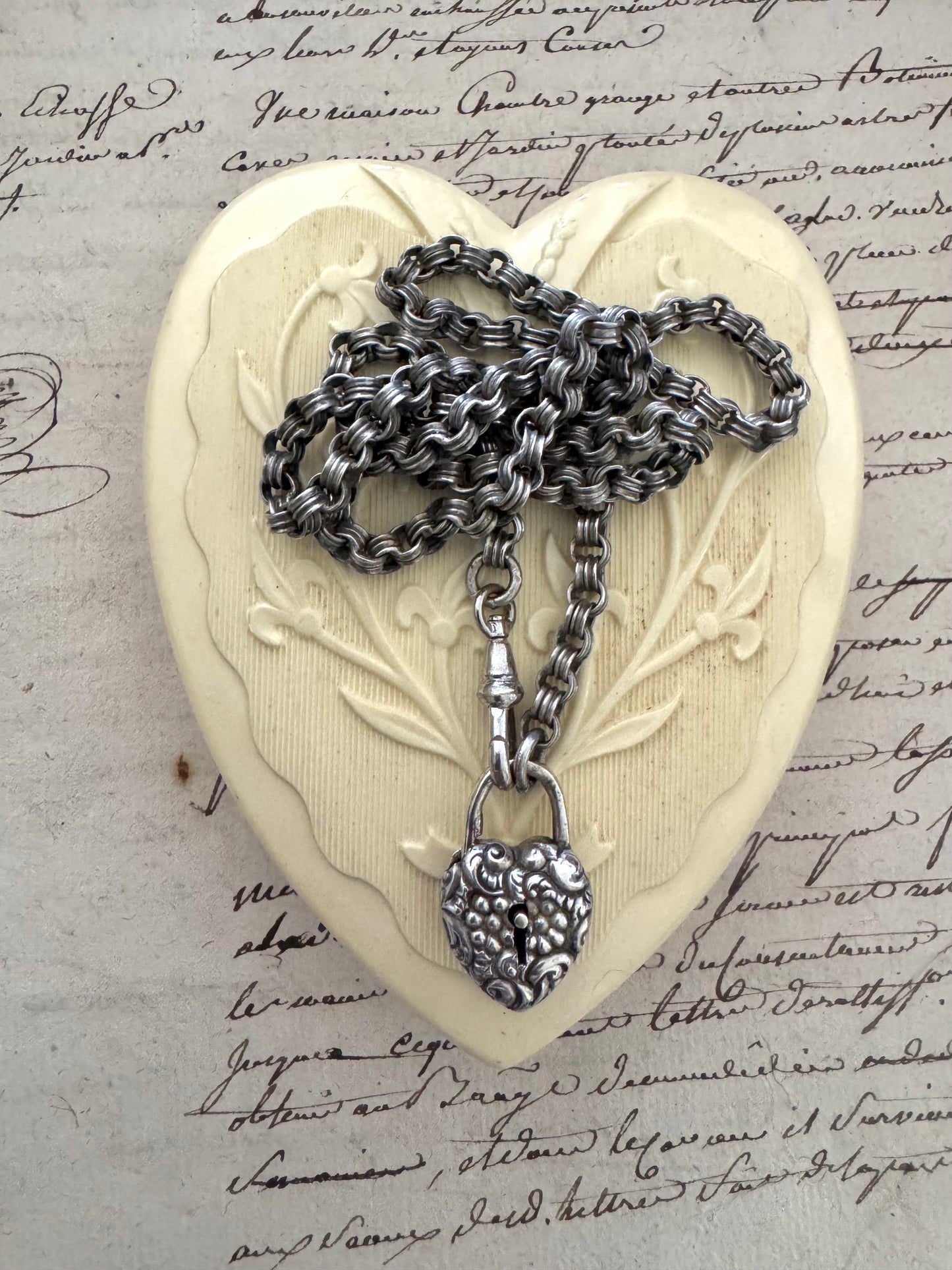Victorian Sterling Rollo Chain with Heart Padlock