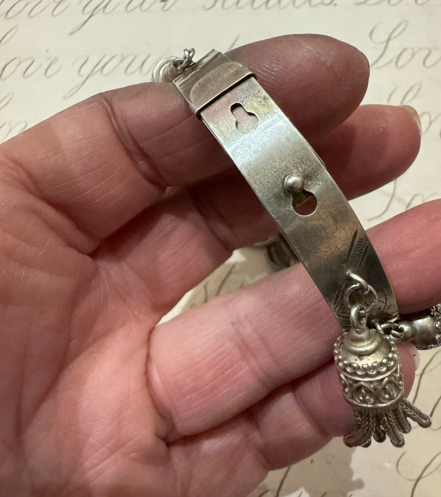 spectacular antique English castle bangle spectacular antique English tassel bangle