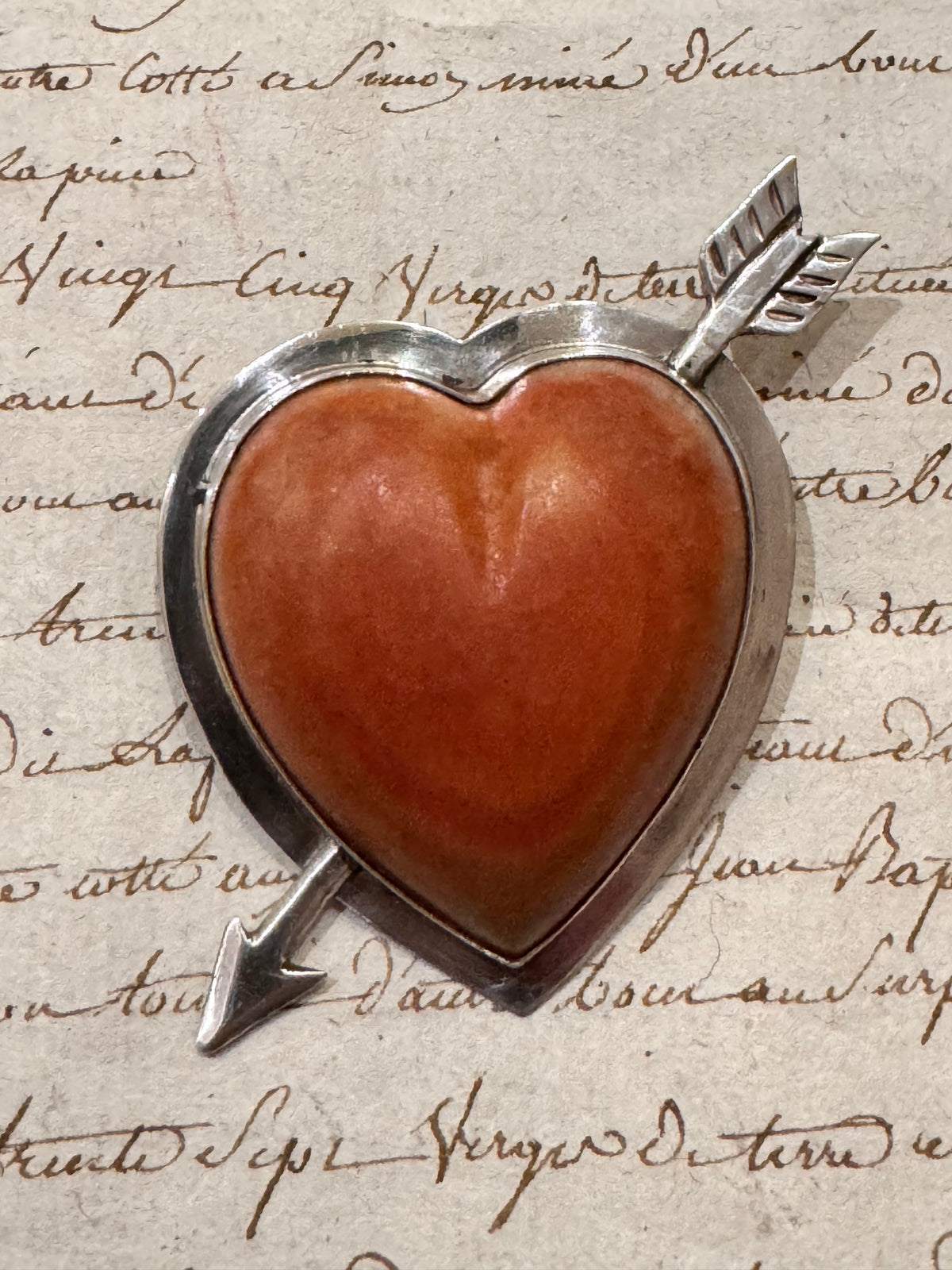 Amazing Huge Silver and Jasper Pierced Heart