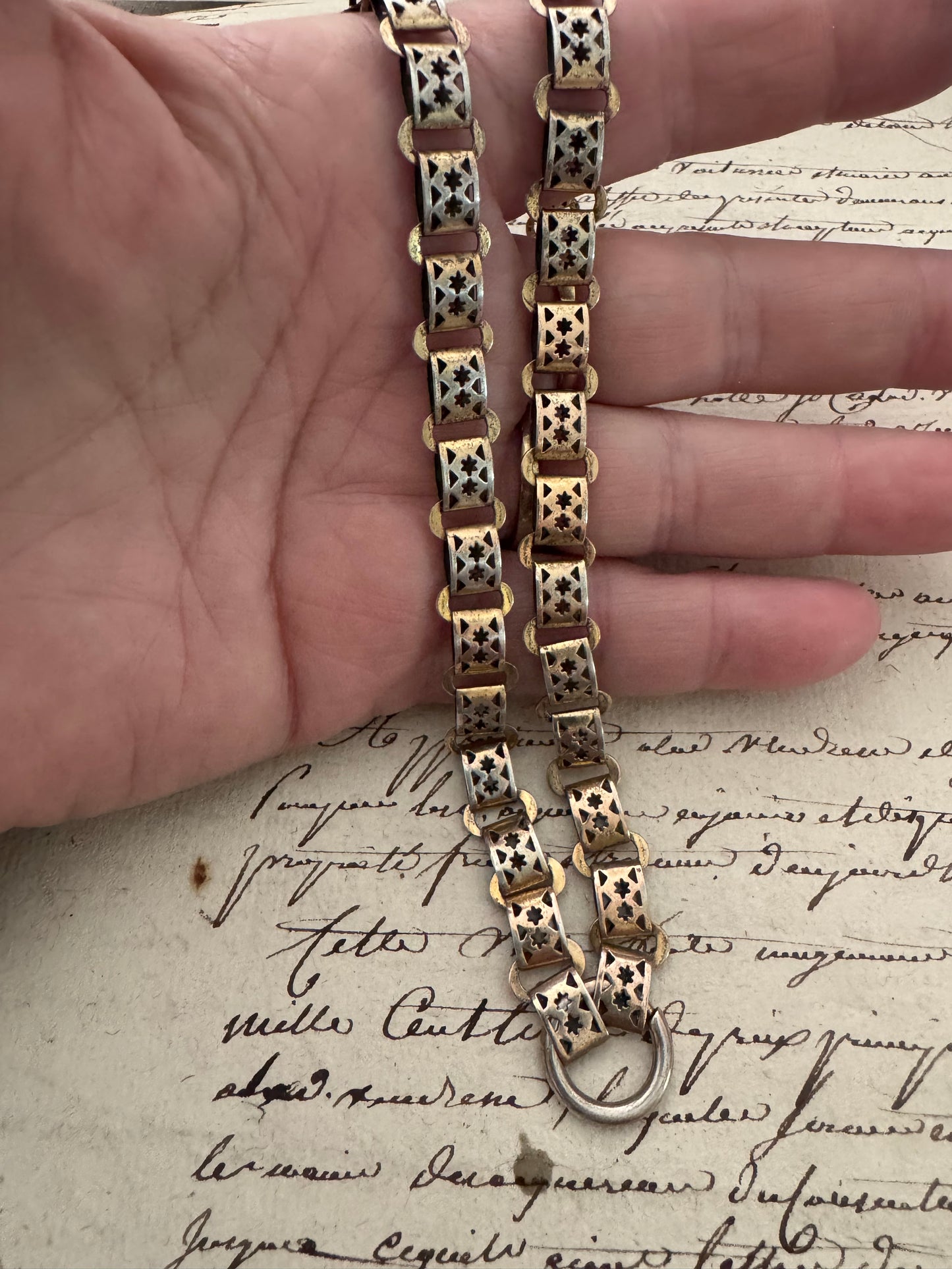 Victorian European Silver Bookchain with Stars