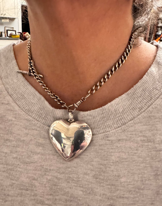 Beautiful and Simple Plain Silver Puffed Heart