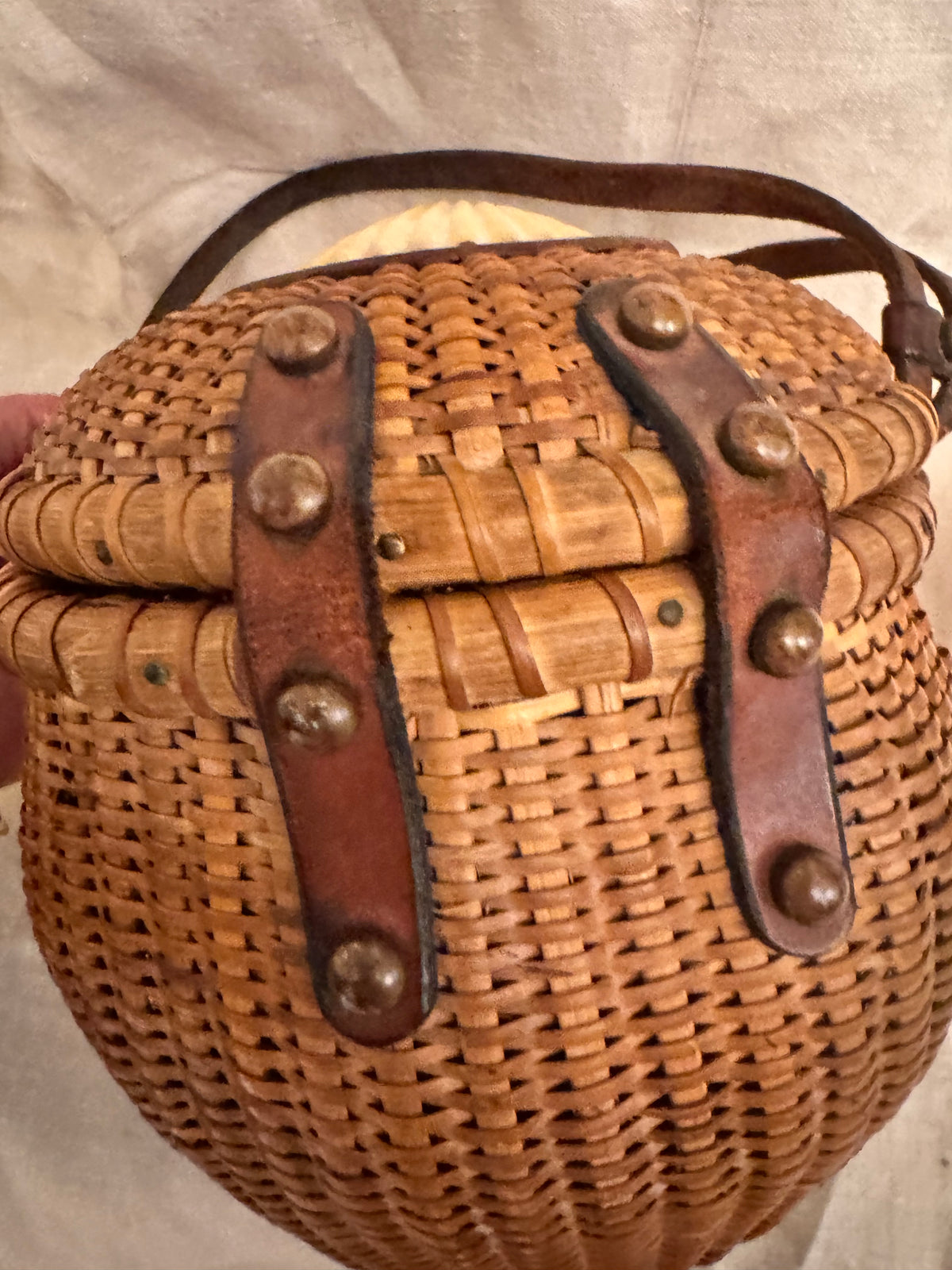 Rare Older Lightship Basket with Real Scallop Shell