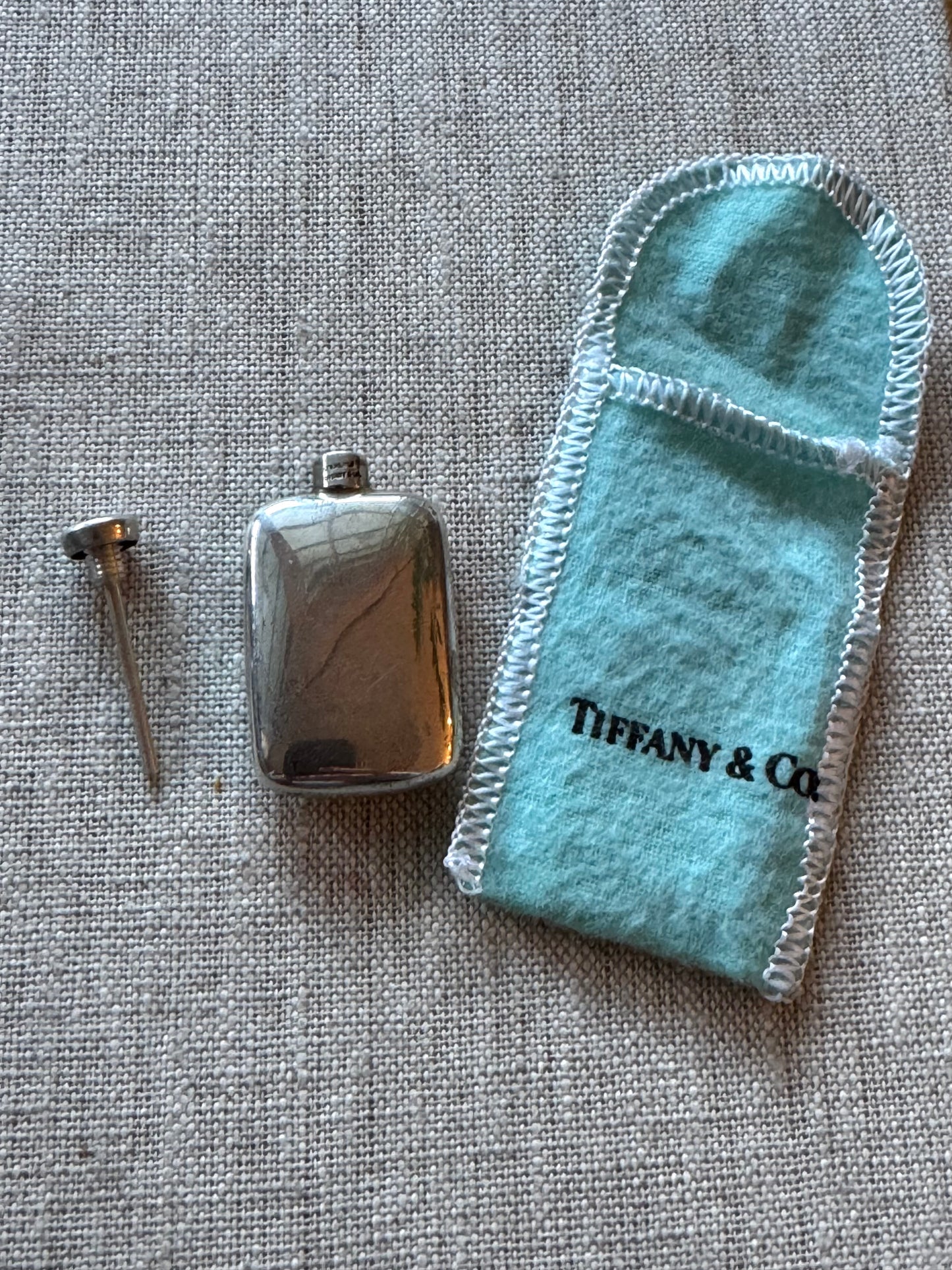 Super Simple and Elegant Tiffany Plain Silver Perfume Bottle