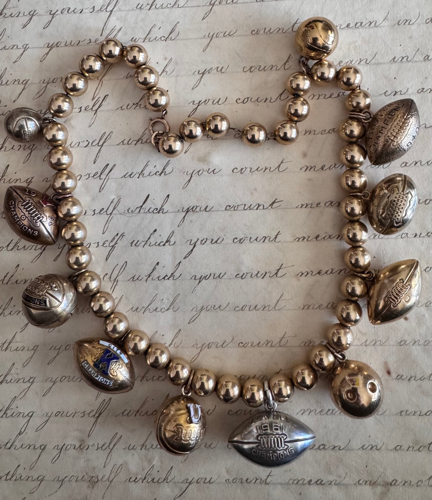 Gold Filled Sports Ball and Bead Charm Necklace