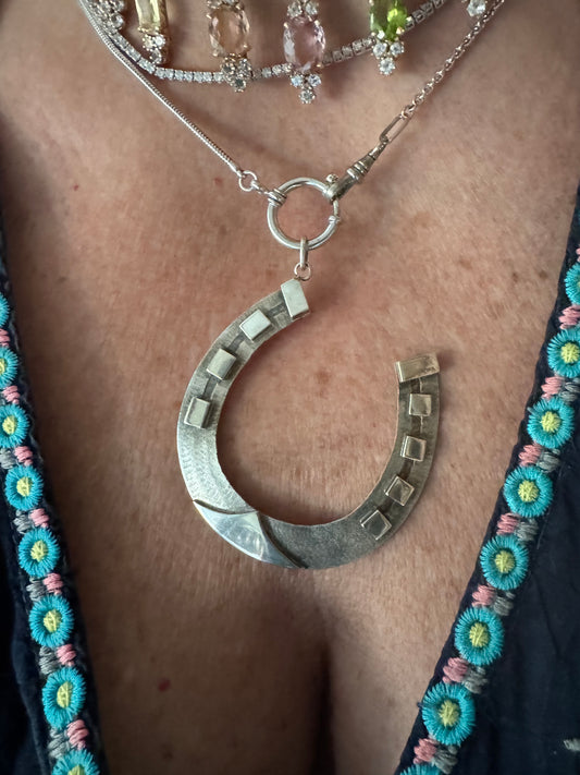 ENORMOUS Silver Horseshoe Pendant