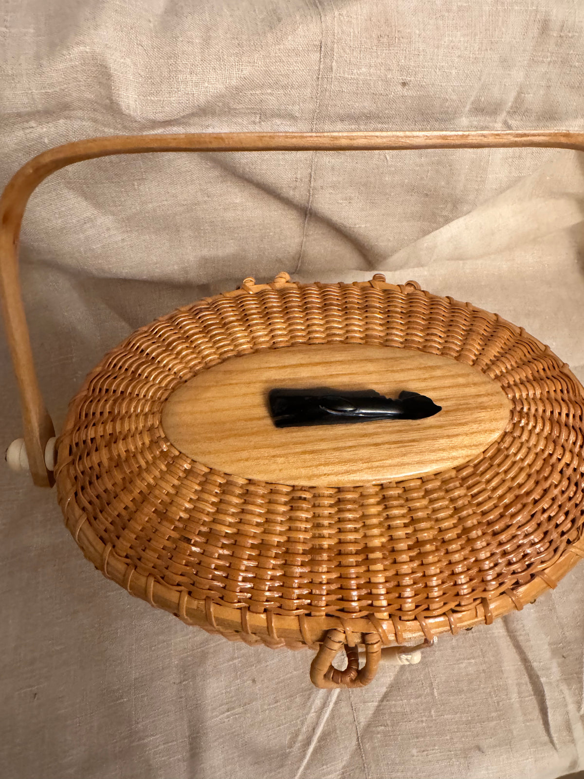 Large Oval Basket with Black Whale