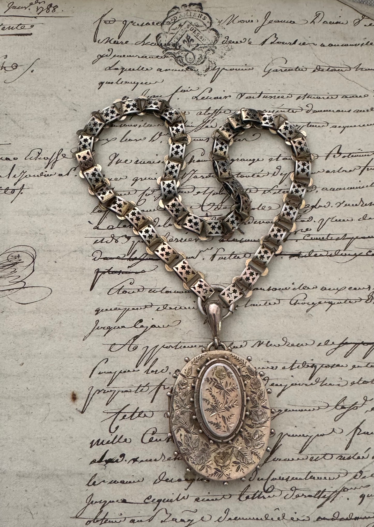 Victorian Gold Plated Silver Locket with Dots