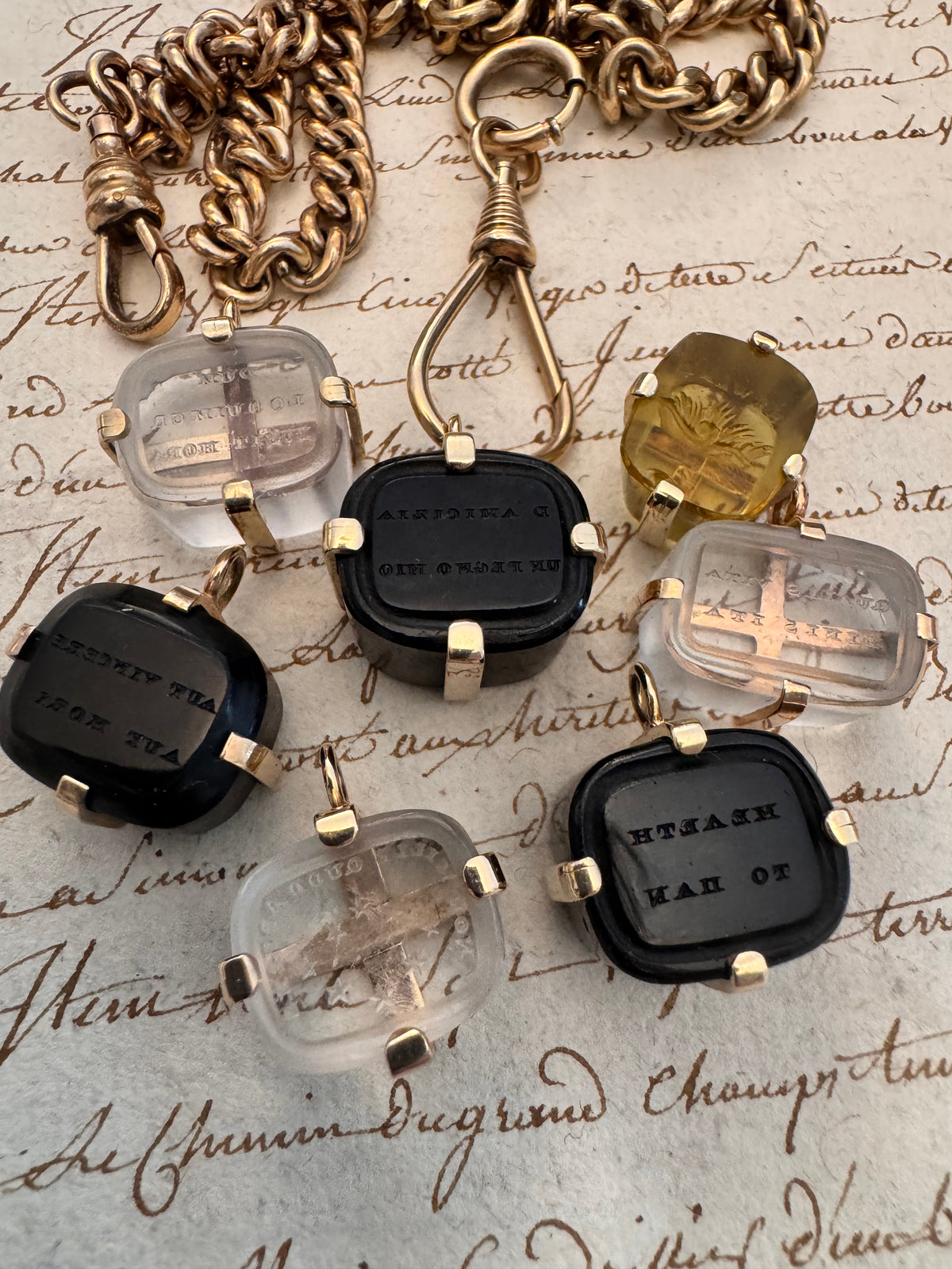 Antique Glass Seal “D’AMICIZIA UN PEGNO MIO”