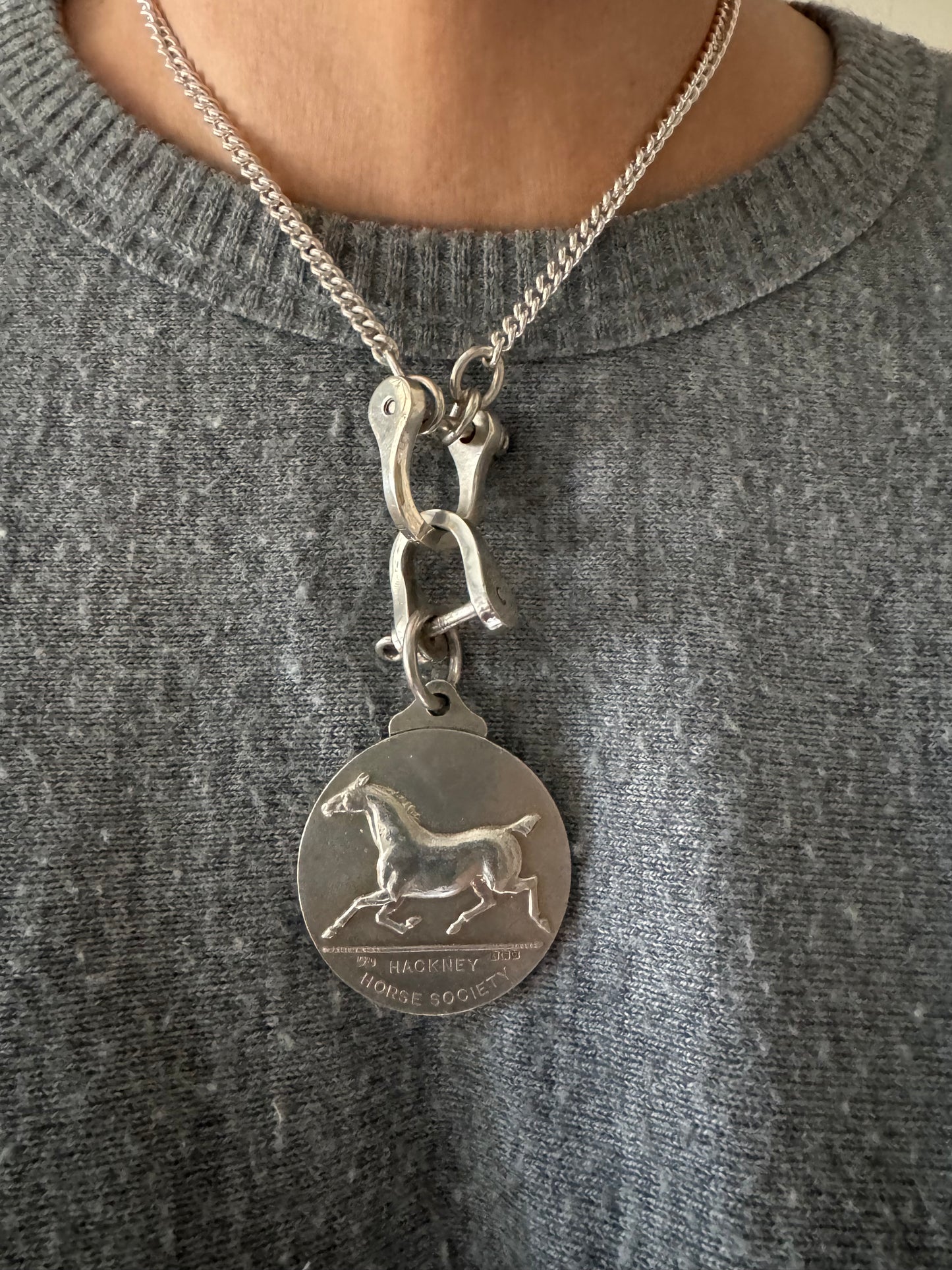Enormous and Solid Sterling English Mappin & Webb Equestrian Medallion