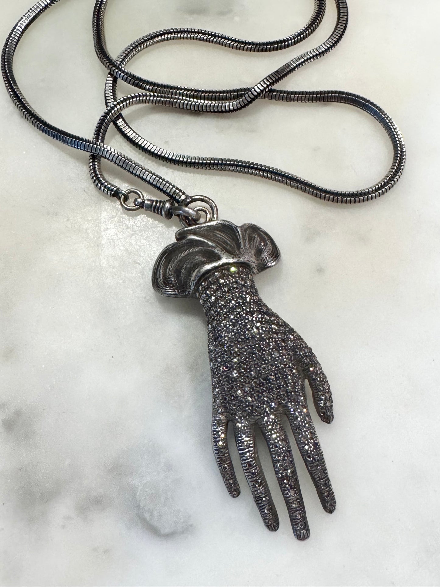 Diamond Encrusted Large Hand Pendant