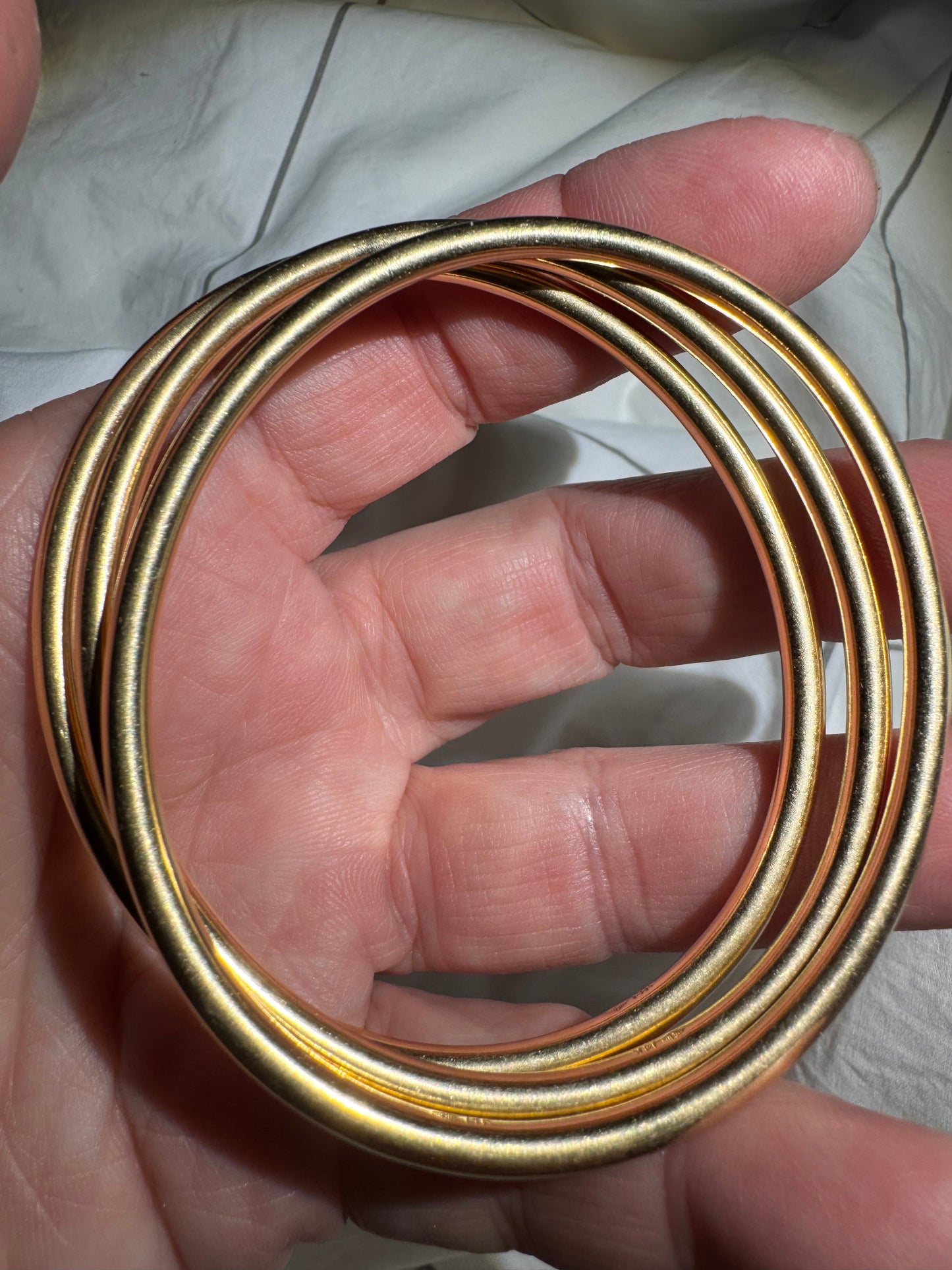Gorgeous Set of Three 14k Gold Bangles