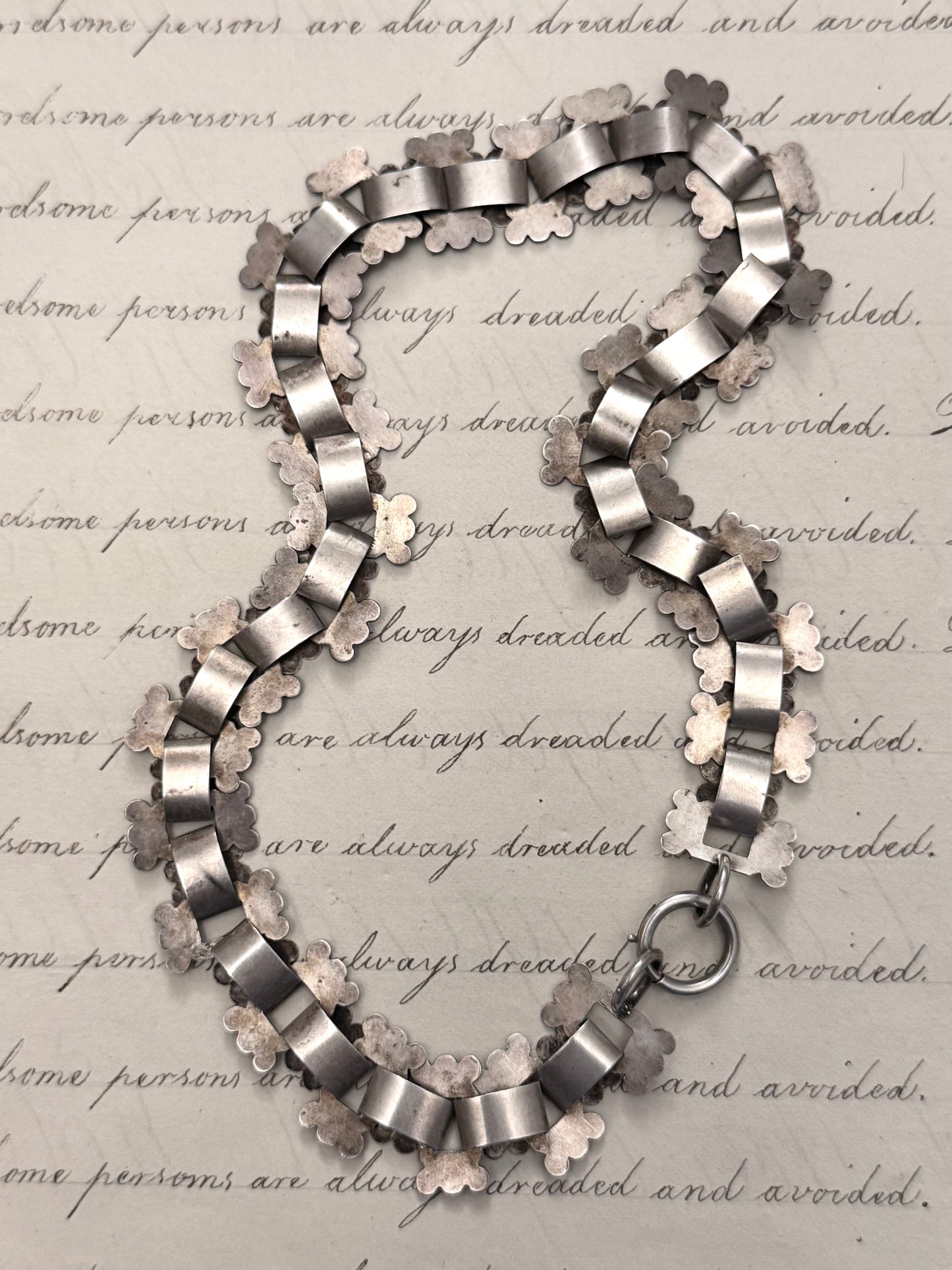 Engraved and Scalloped Reversible Victorian Silver Book Chain