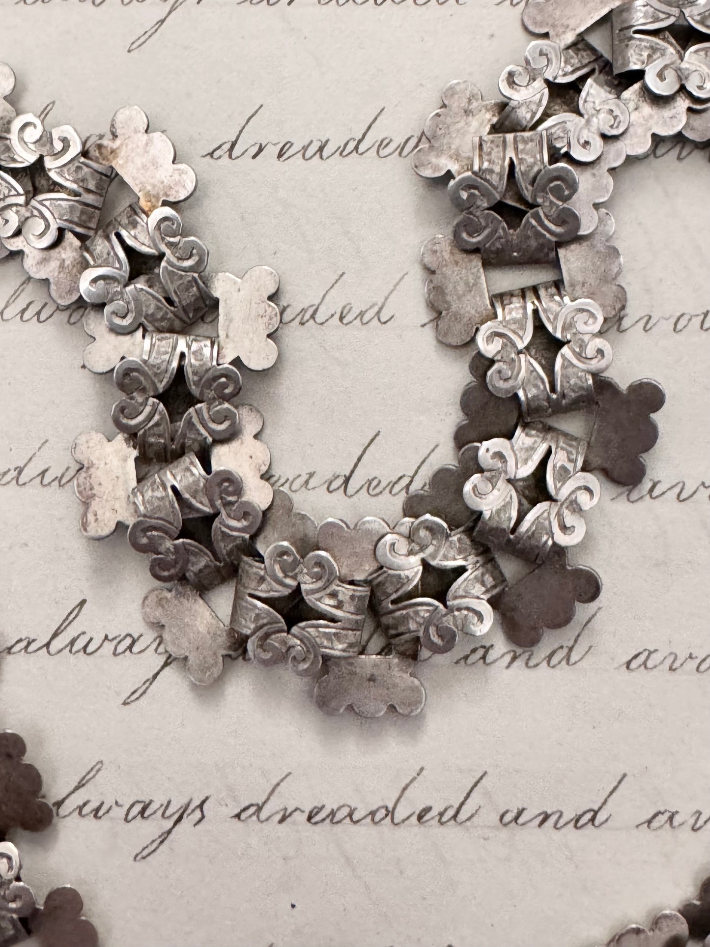 Engraved and Scalloped Reversible Victorian Silver Book Chain