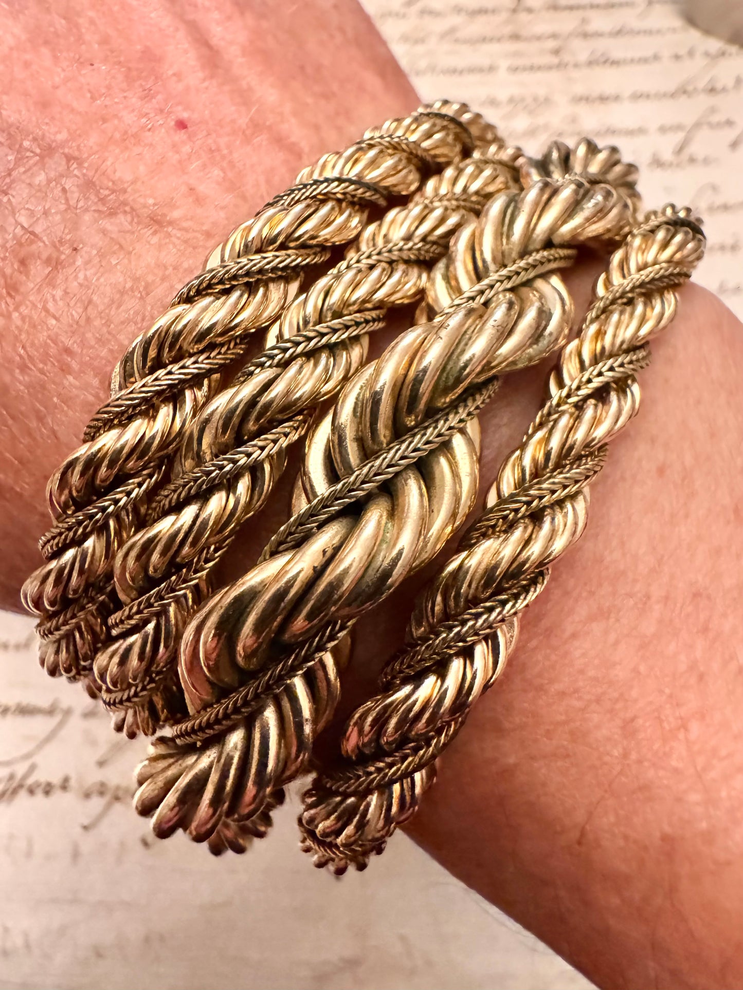 A heavy high-quality gold filled rope bracelet, and necklace set