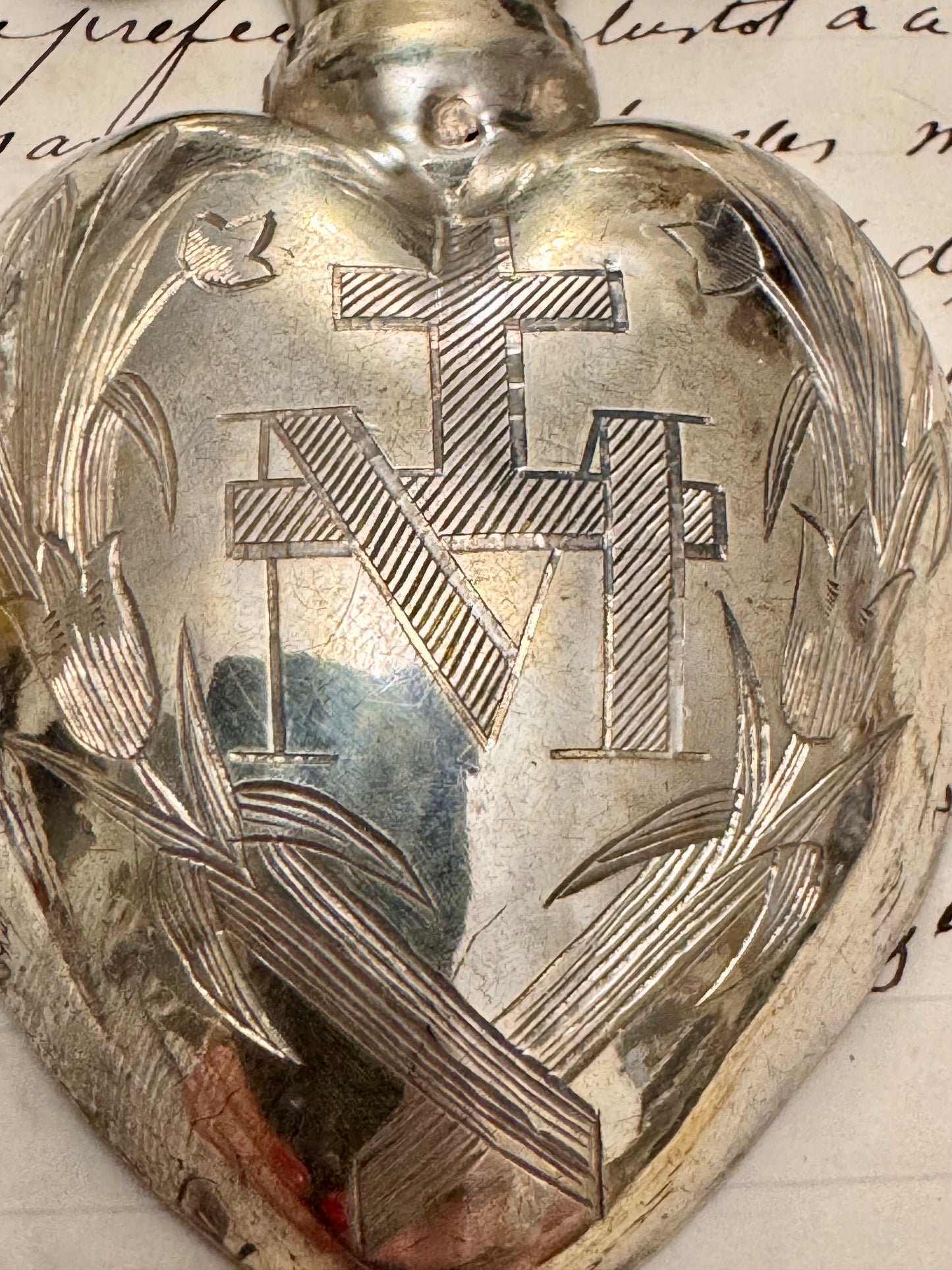 Extraordinary French 3 Dimensional Sterling Sacred Heart that Opens