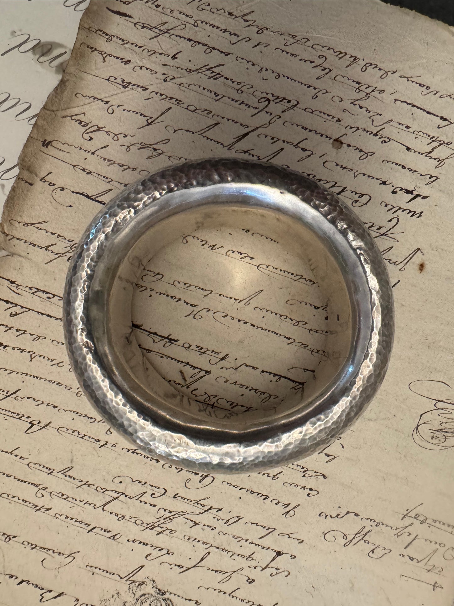 ENORMOUS handmade hammered, oval doughnut bangle