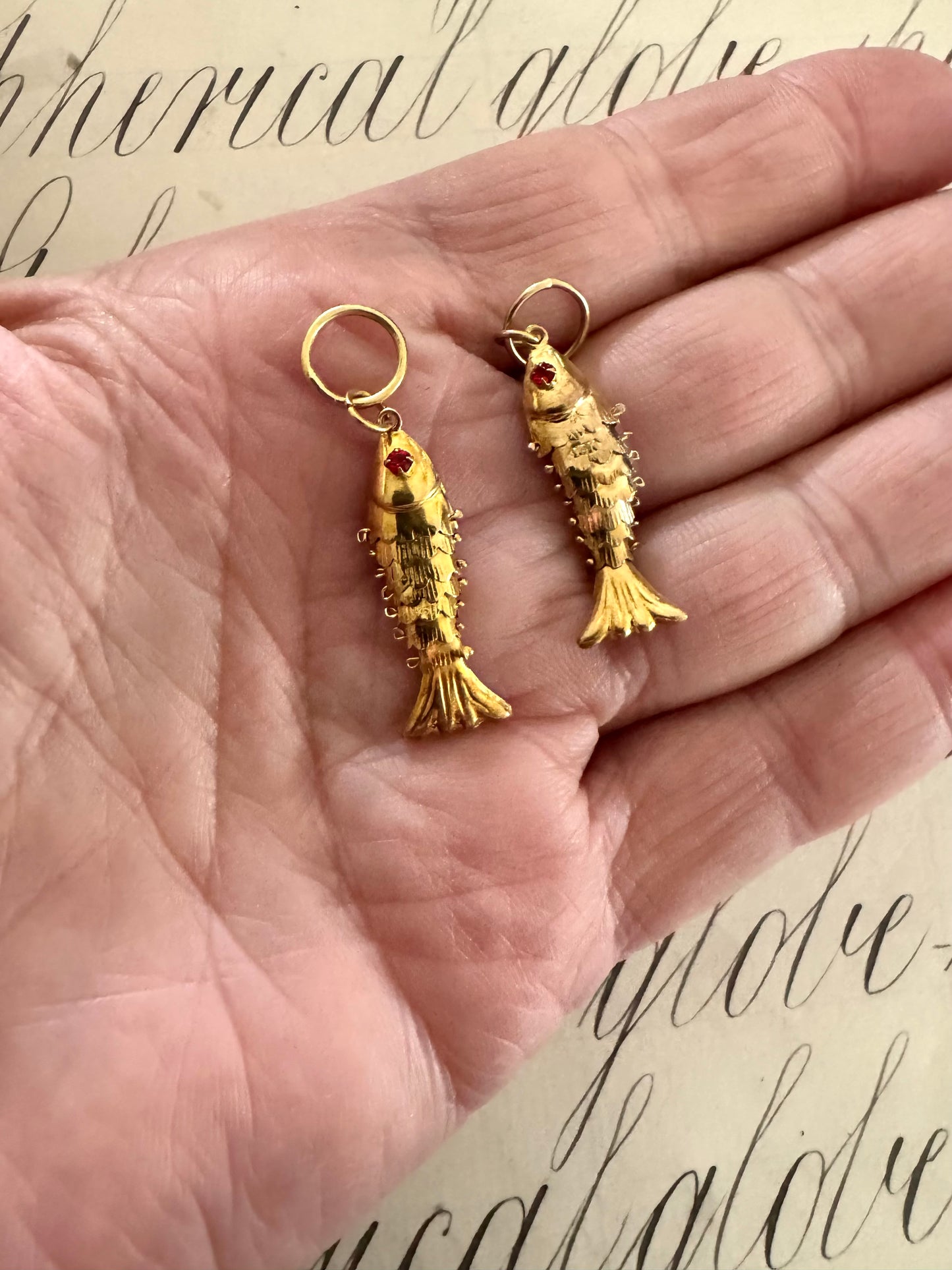 Small Gold Articulated Fish Pendants