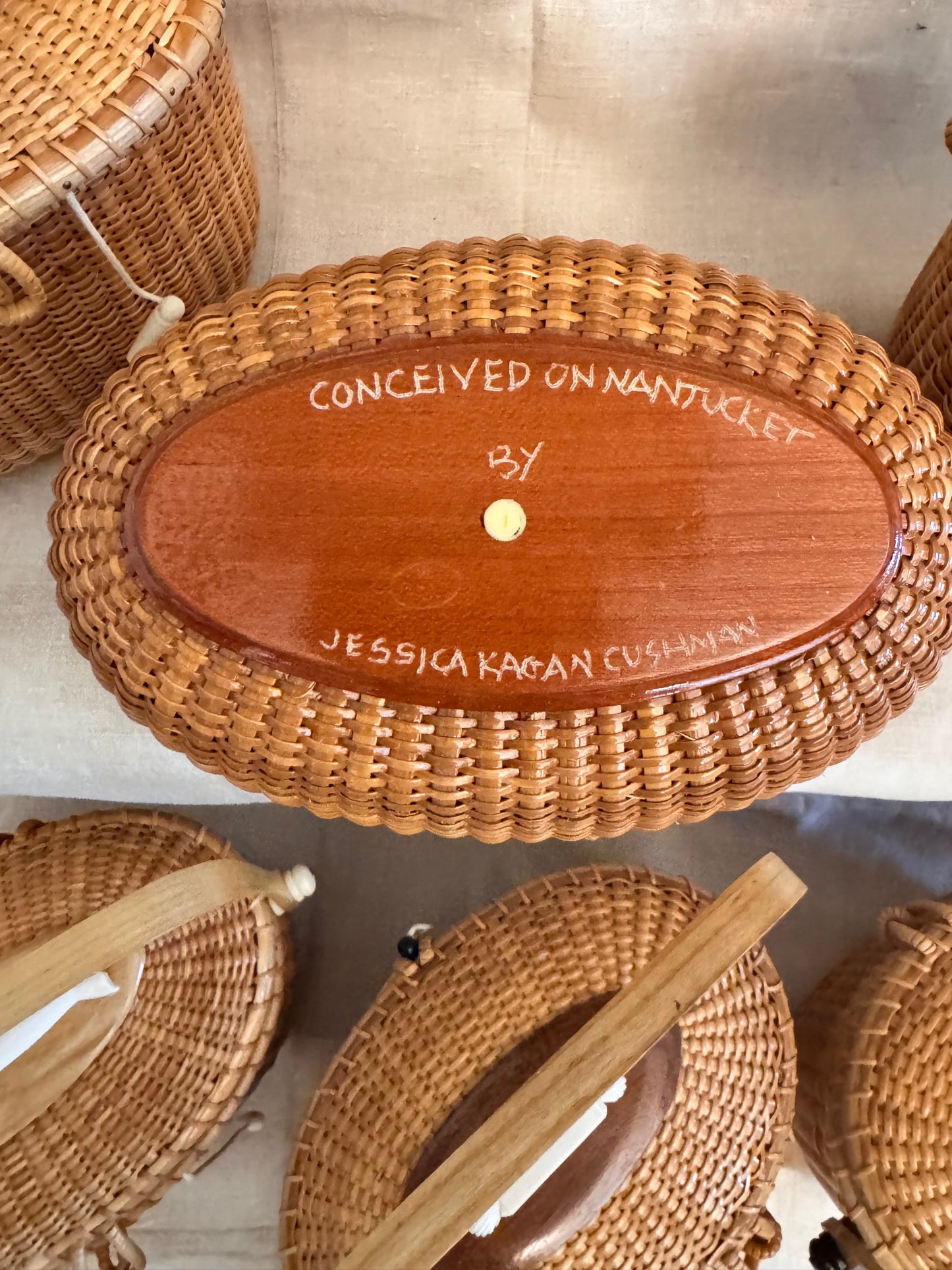 Large Oval Basket with Iconic Carved Double Scallops Shell