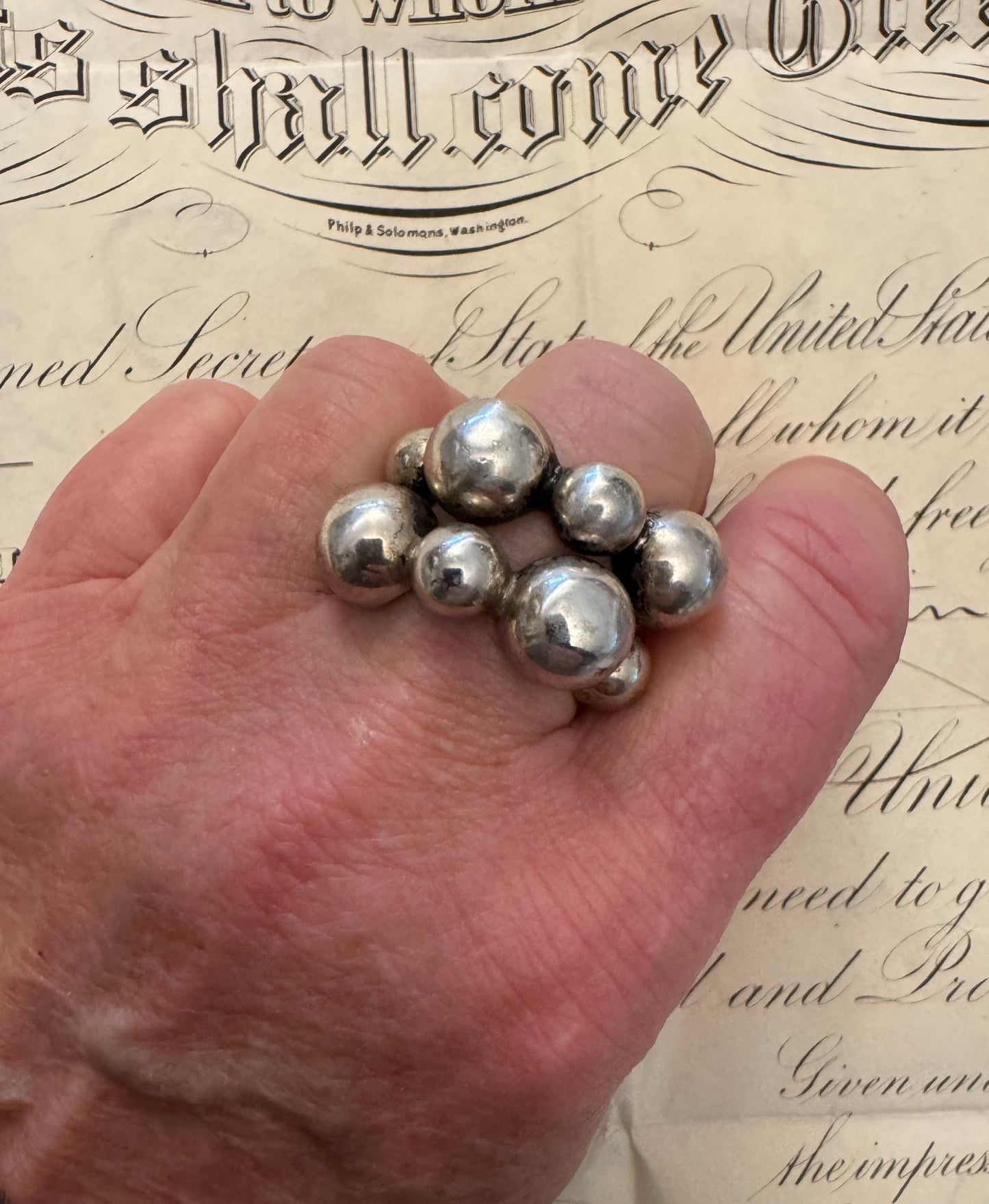 Cool multi ball sterling adjustable bypass ring