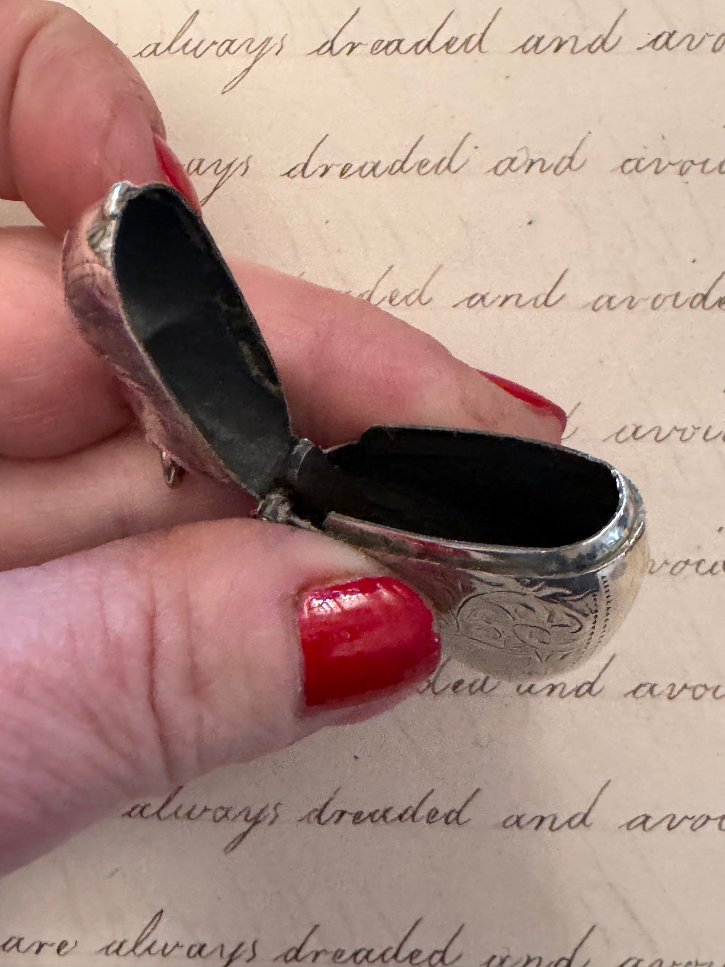 Charming Victorian Heart Shaped Match Safe with W Monogram