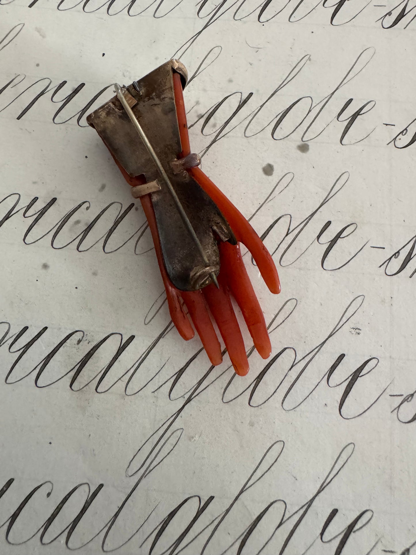 Lovely antique large cellular hand pin