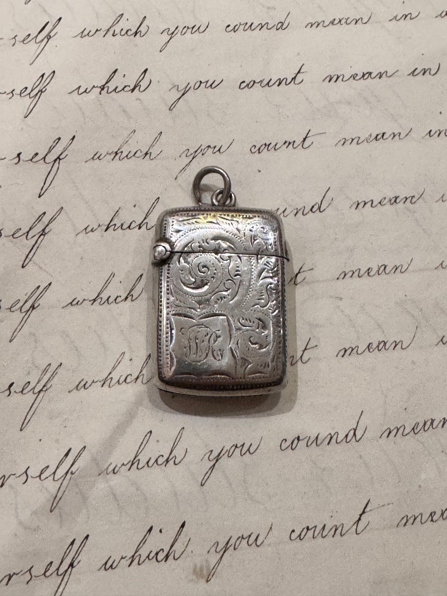 Small Engraved Victorian Match Safe with Initilas WR