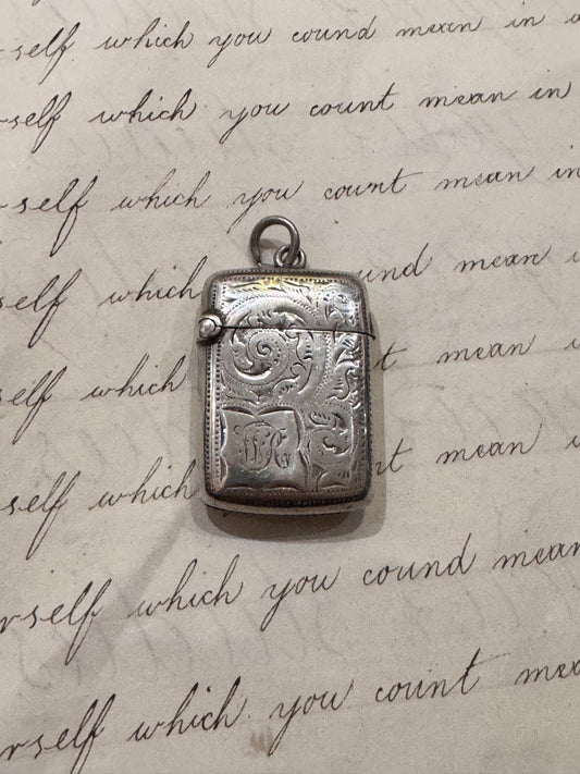 Small Engraved Victorian Match Safe with Initilas WR