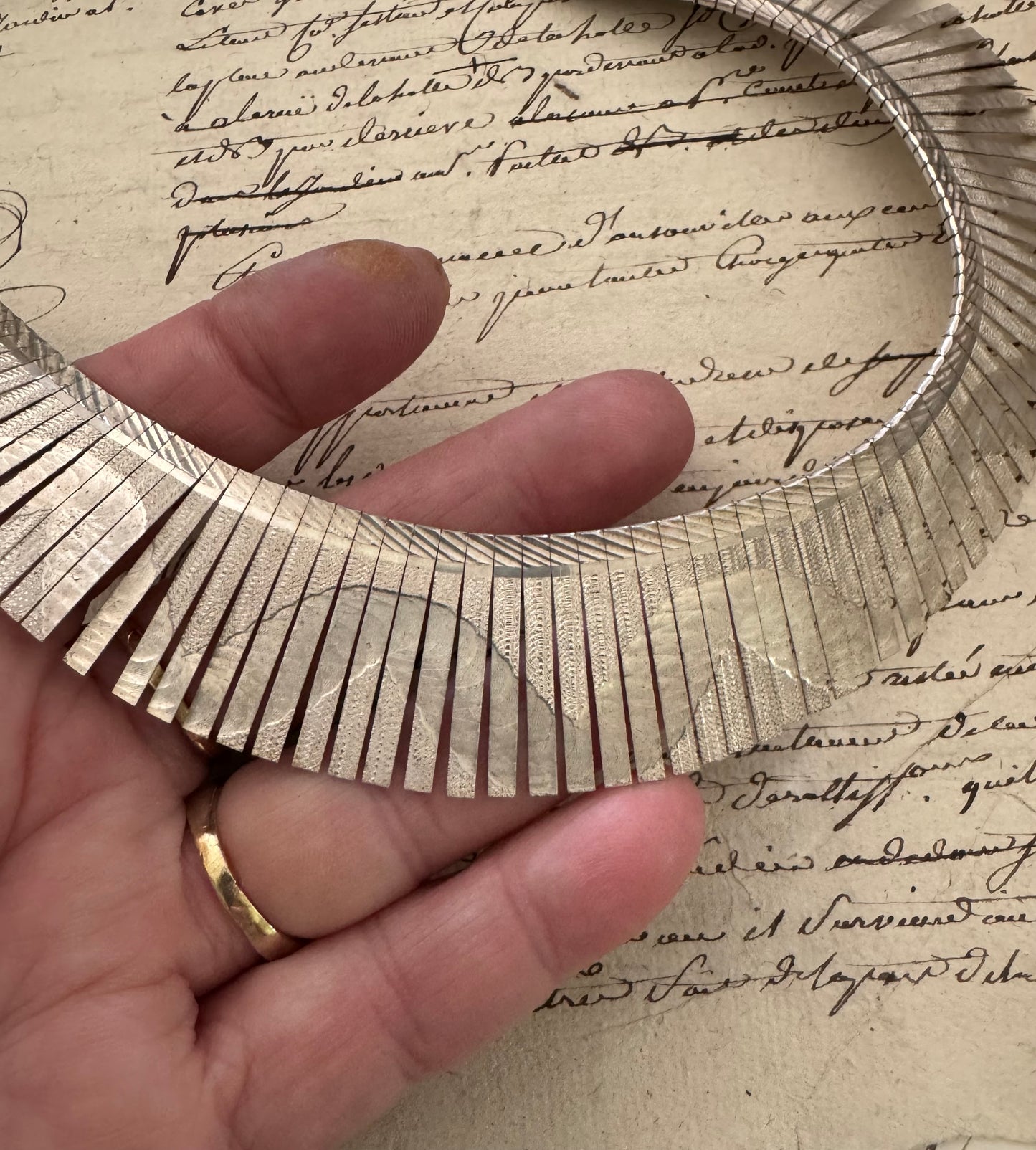 Vintage 1980’s Engraved Sterling Italian Cleopatra Collar