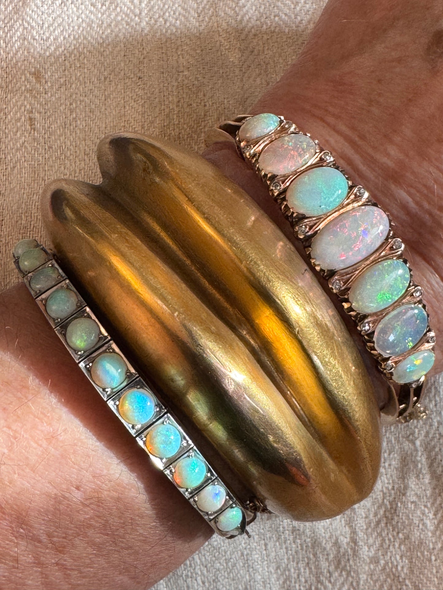 Sculptural Hand Forged Plated Bronze Cuff