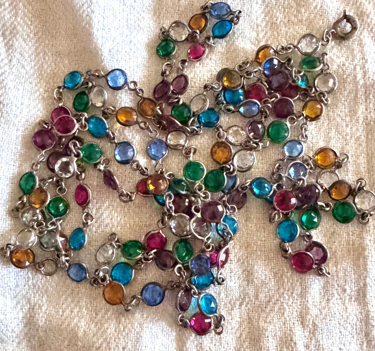 Lovely Long Vintage Paste Harlequin Necklace