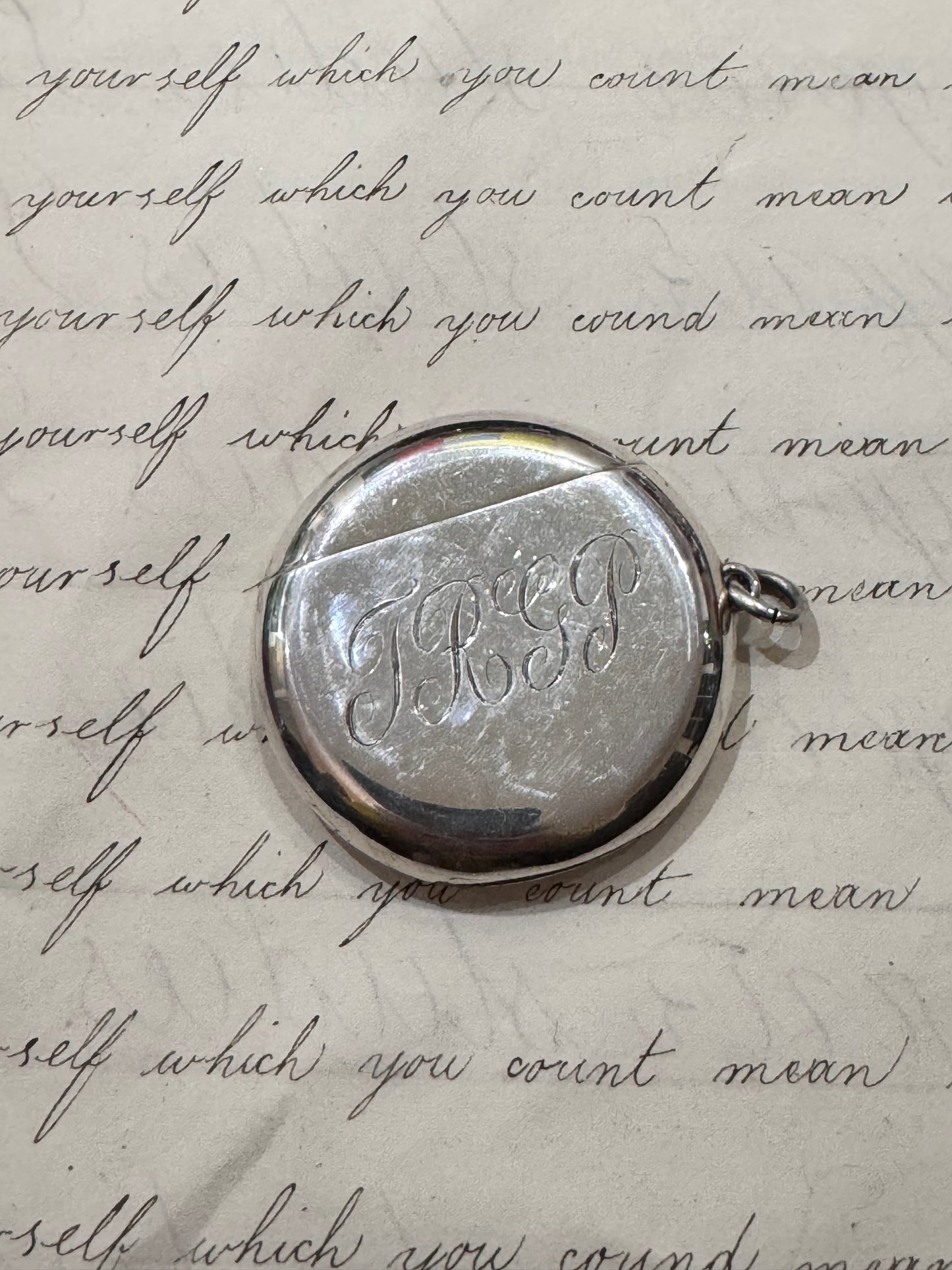Large Round English Victorian Match Safe with Initials TRGP