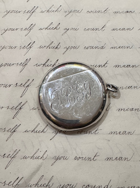 Large Round English Victorian Match Safe with Initials TRGP