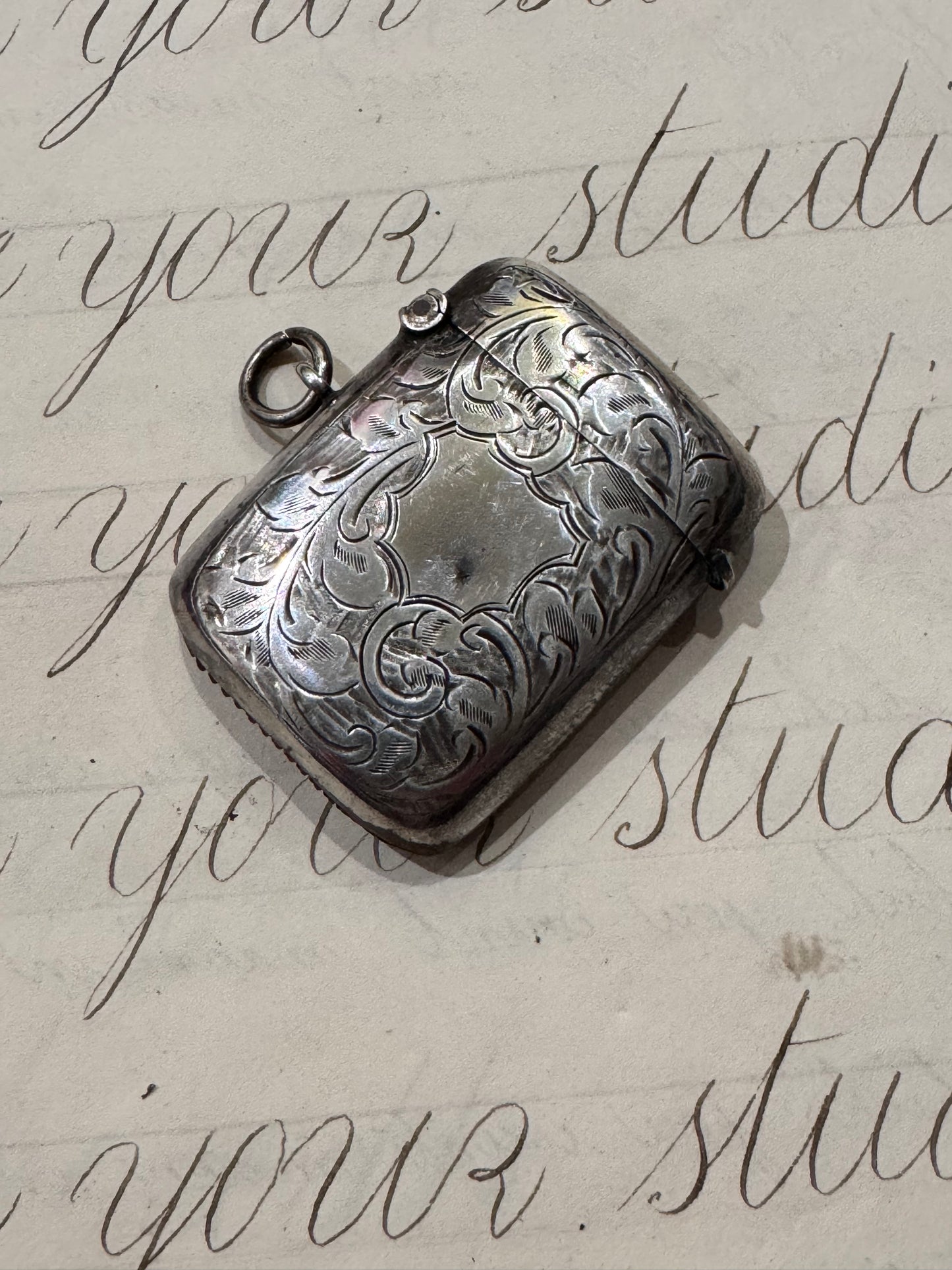 Beautiful English fully engraved match safe