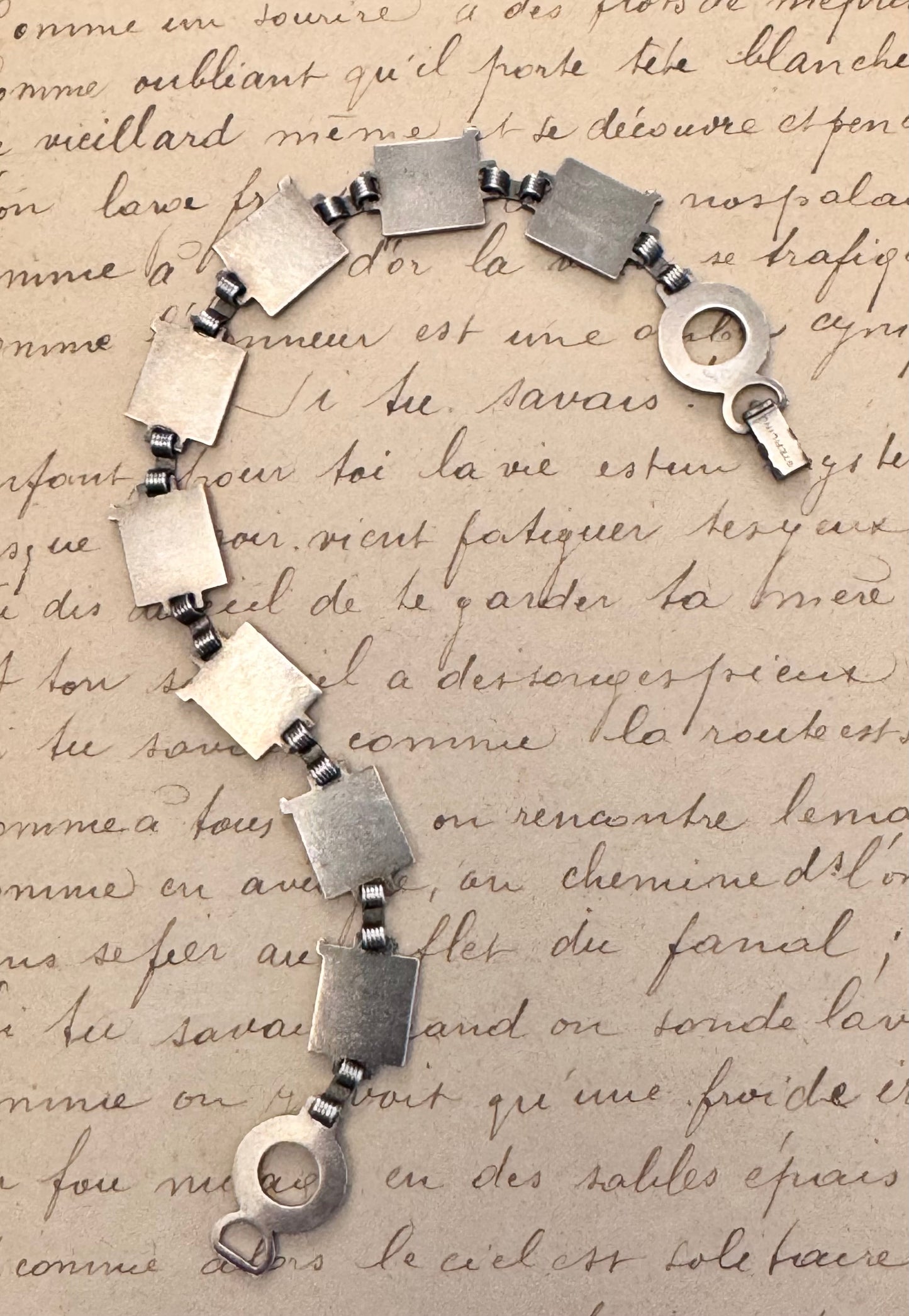 Vintage Sterling and Enamel Nautical Flag Bracelet “DEAREST”