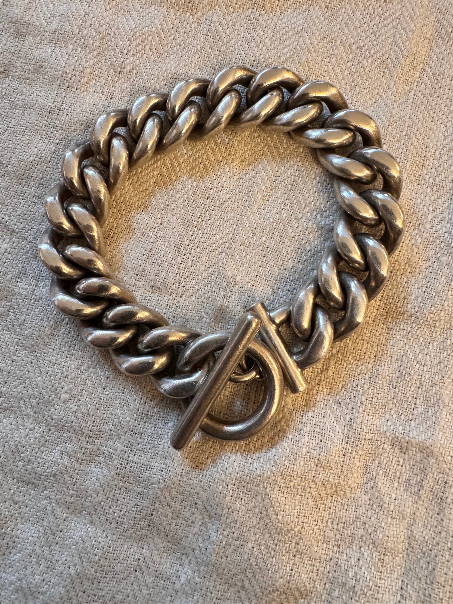 Massive Sterling Curb Link Bracelet with Toggle